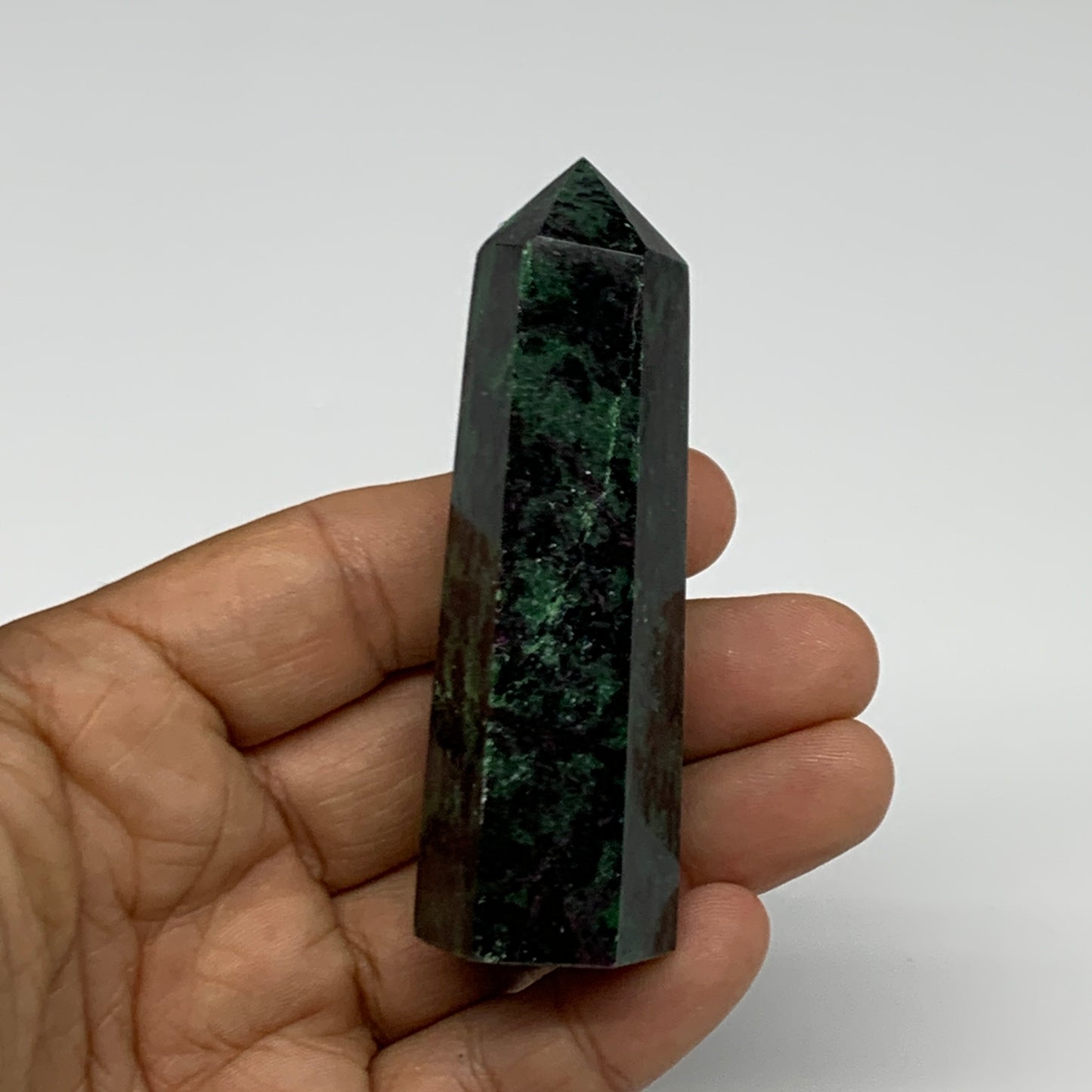 90.2g, 3.1"x0.9", Natural Ruby Zoisite Tower Point Obelisk @India, B31472