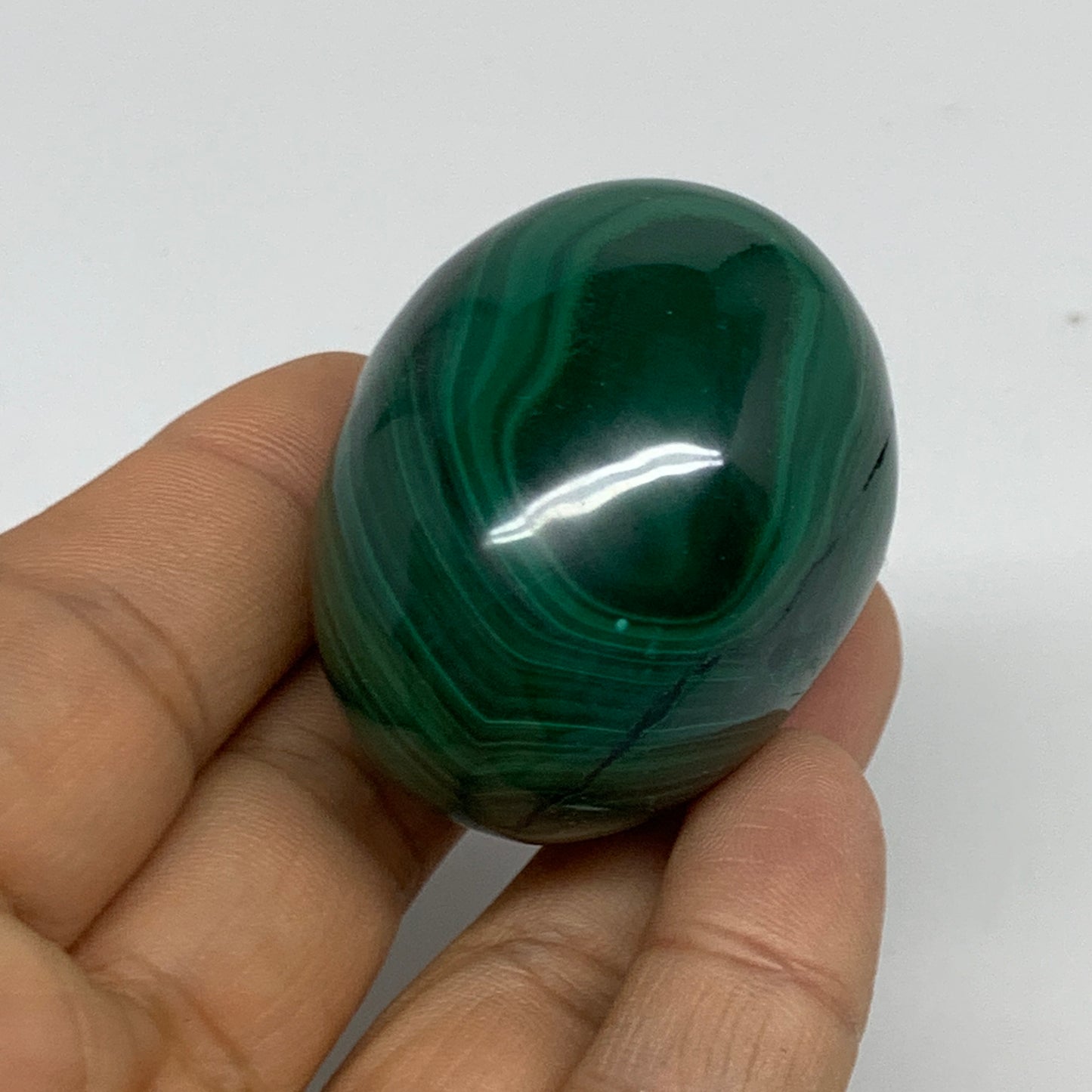 121.7g, 1.9"x1.4", Natural Solid Malachite Egg Polished Gemstone @Congo, B32774