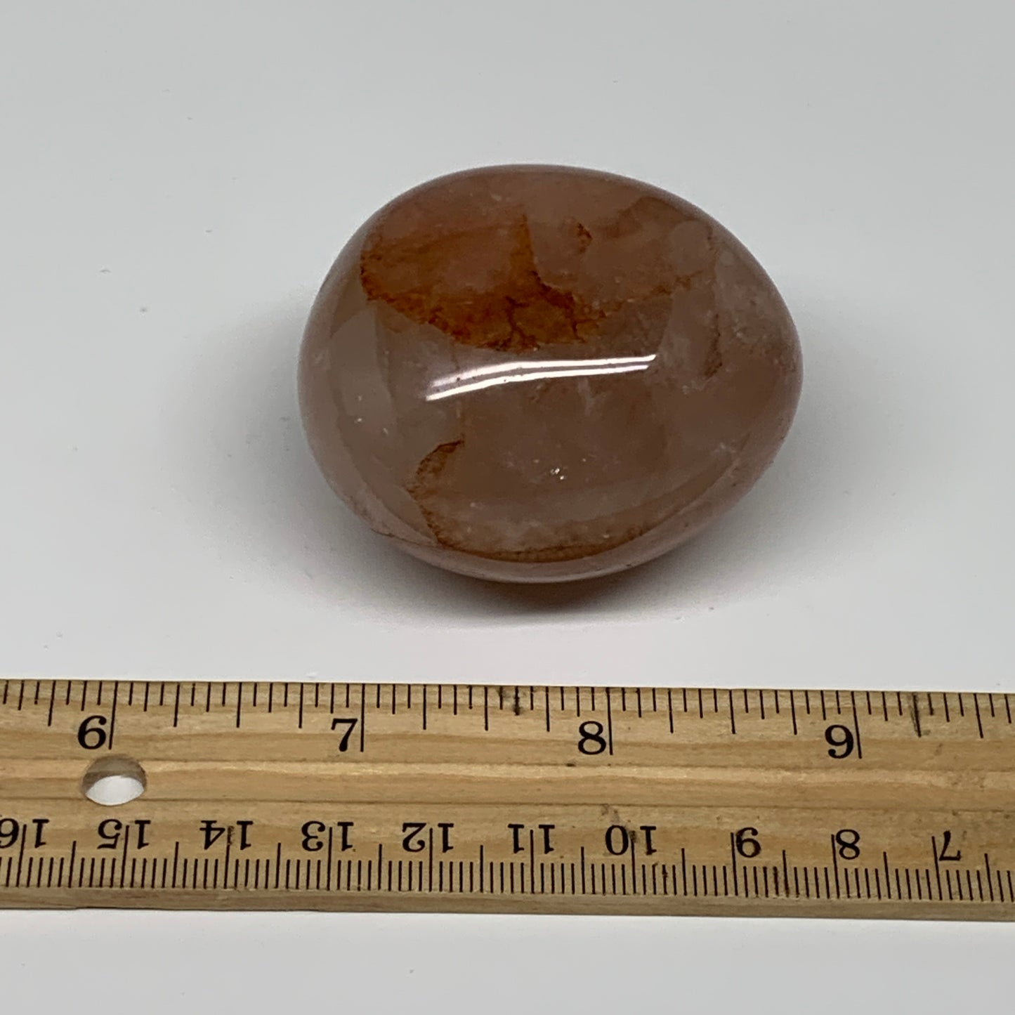 133.3g,2.1"x1.8"x1.5", Red Hematoid Fire Quartz Palm-Stone Crystal Polished, B30