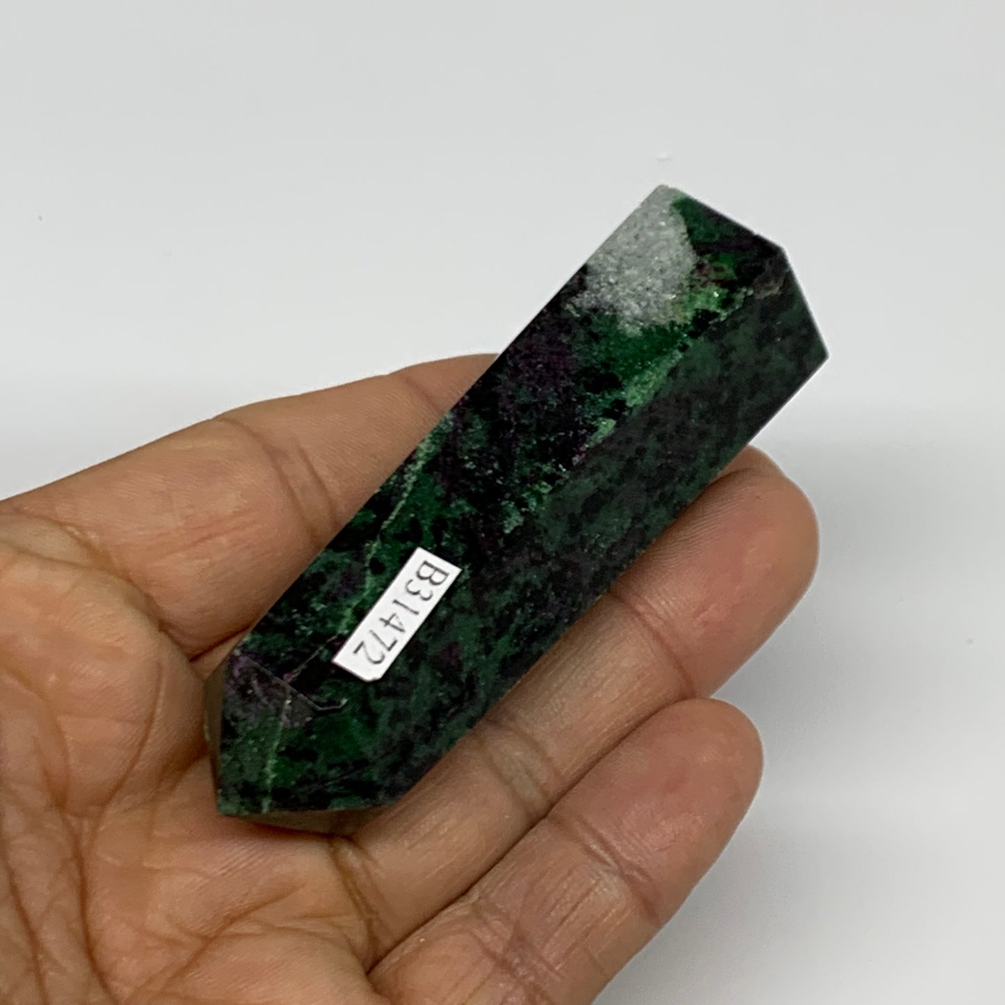 90.2g, 3.1"x0.9", Natural Ruby Zoisite Tower Point Obelisk @India, B31472
