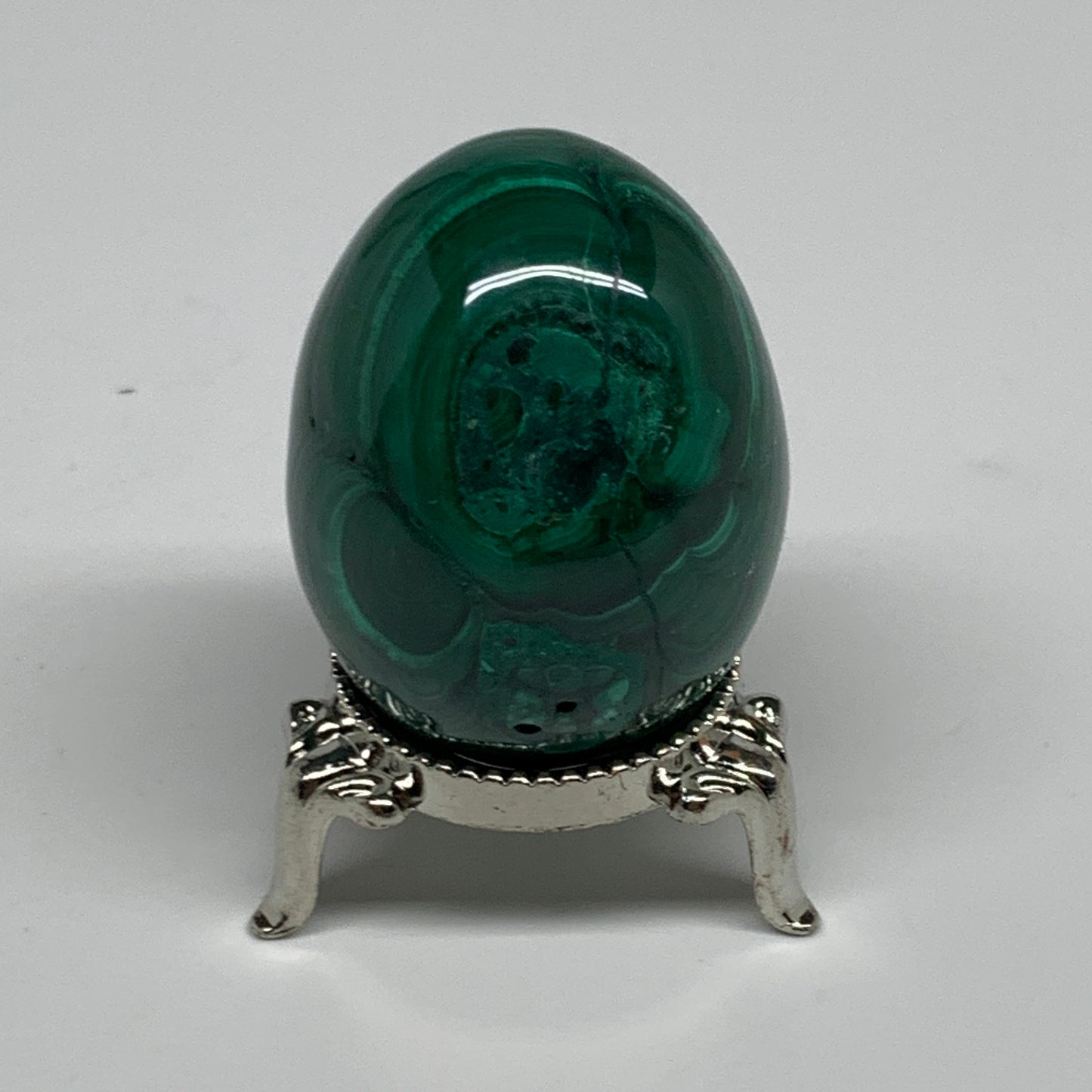 121.7g, 1.9"x1.4", Natural Solid Malachite Egg Polished Gemstone @Congo, B32774