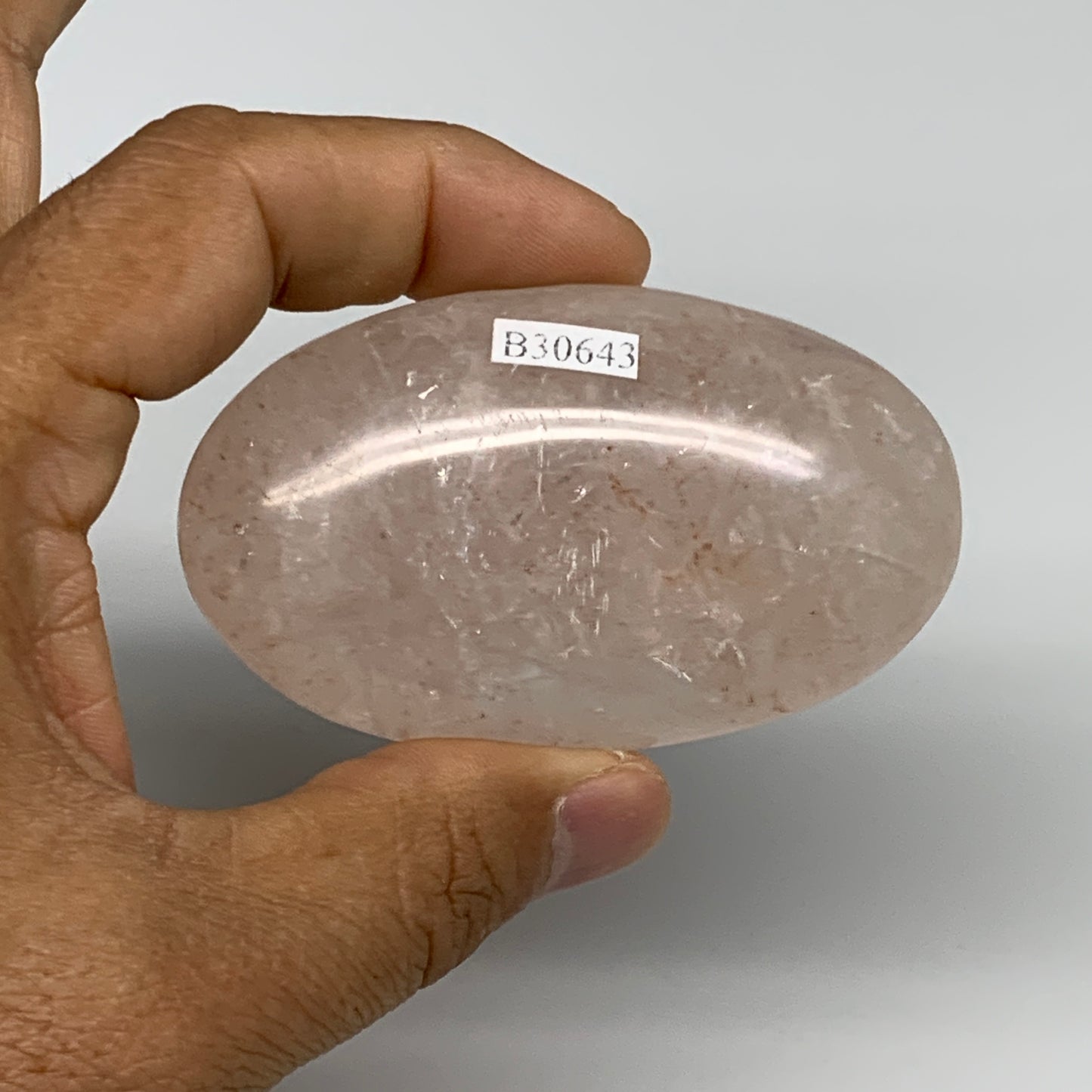 101.5g,2.8"x1.7"x0.9", Red Hematoid Fire Quartz Palm-Stone Crystal Polished, B30