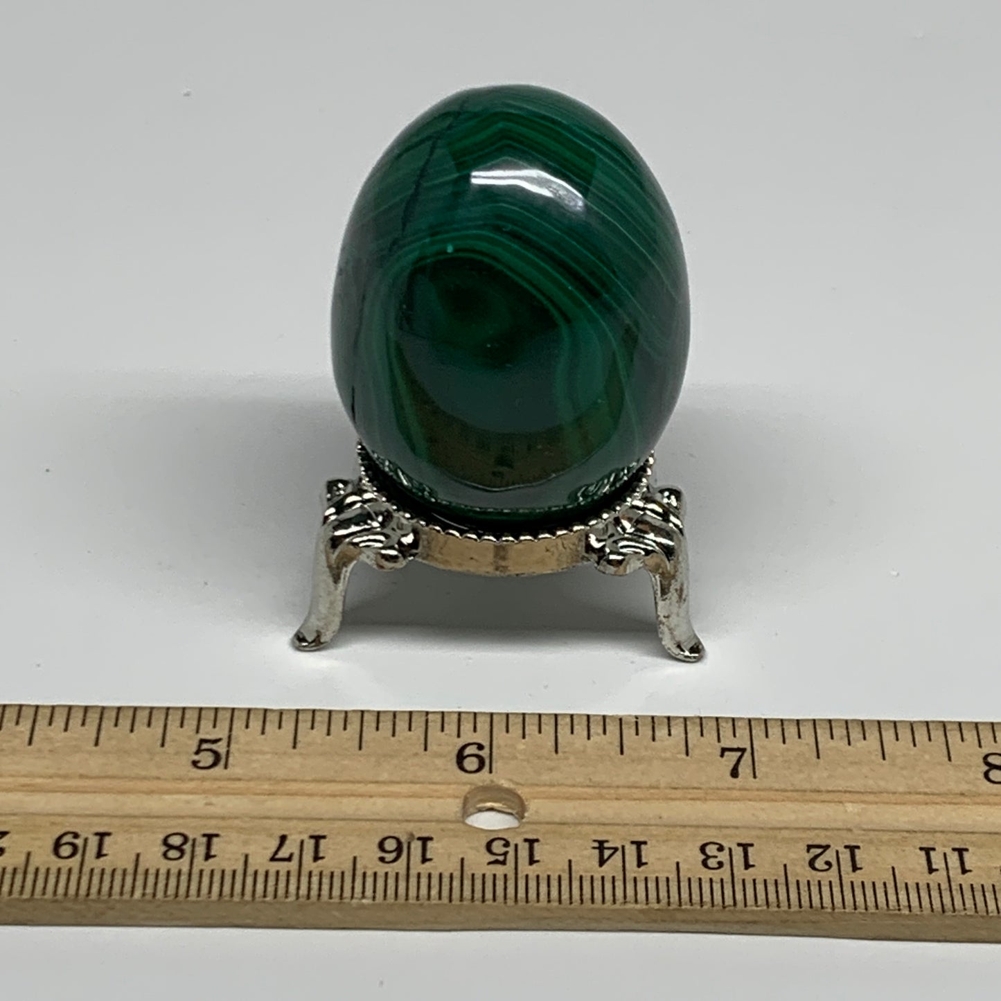 121.7g, 1.9"x1.4", Natural Solid Malachite Egg Polished Gemstone @Congo, B32774