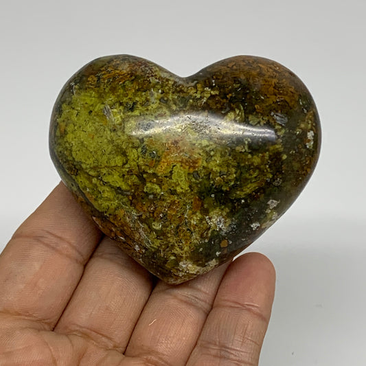 163.3g, 2.3"x2.7"x1.4", Green Opal Heart Polished Gemstone Crystal, B35609