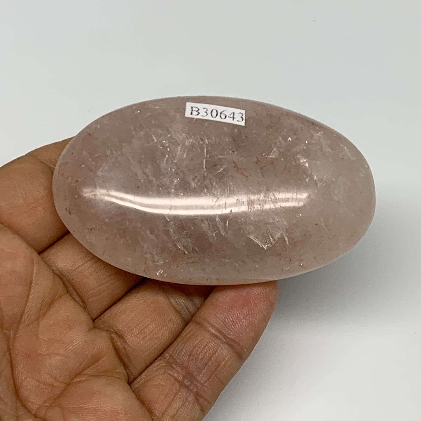 101.5g,2.8"x1.7"x0.9", Red Hematoid Fire Quartz Palm-Stone Crystal Polished, B30