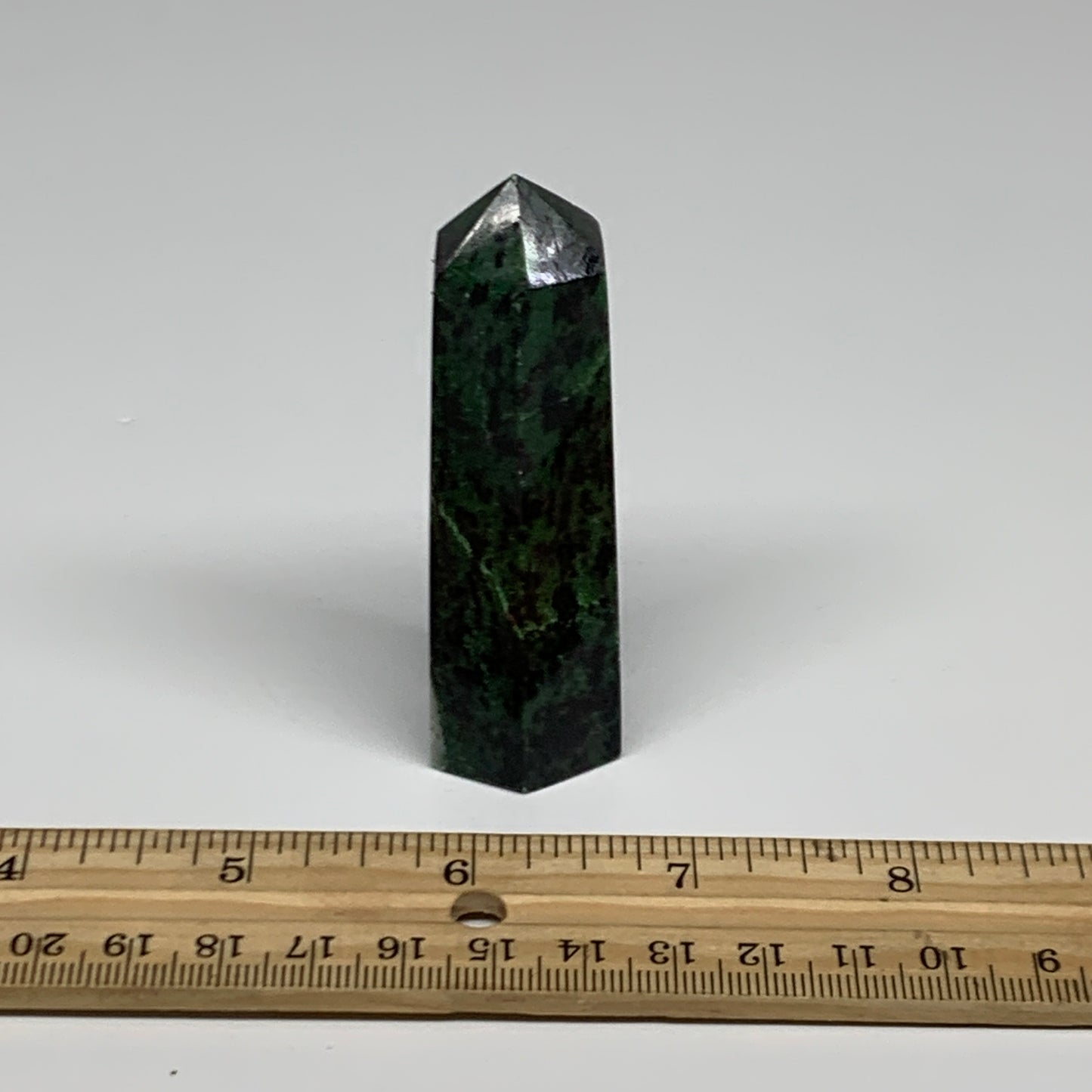 90.2g, 3.1"x0.9", Natural Ruby Zoisite Tower Point Obelisk @India, B31472