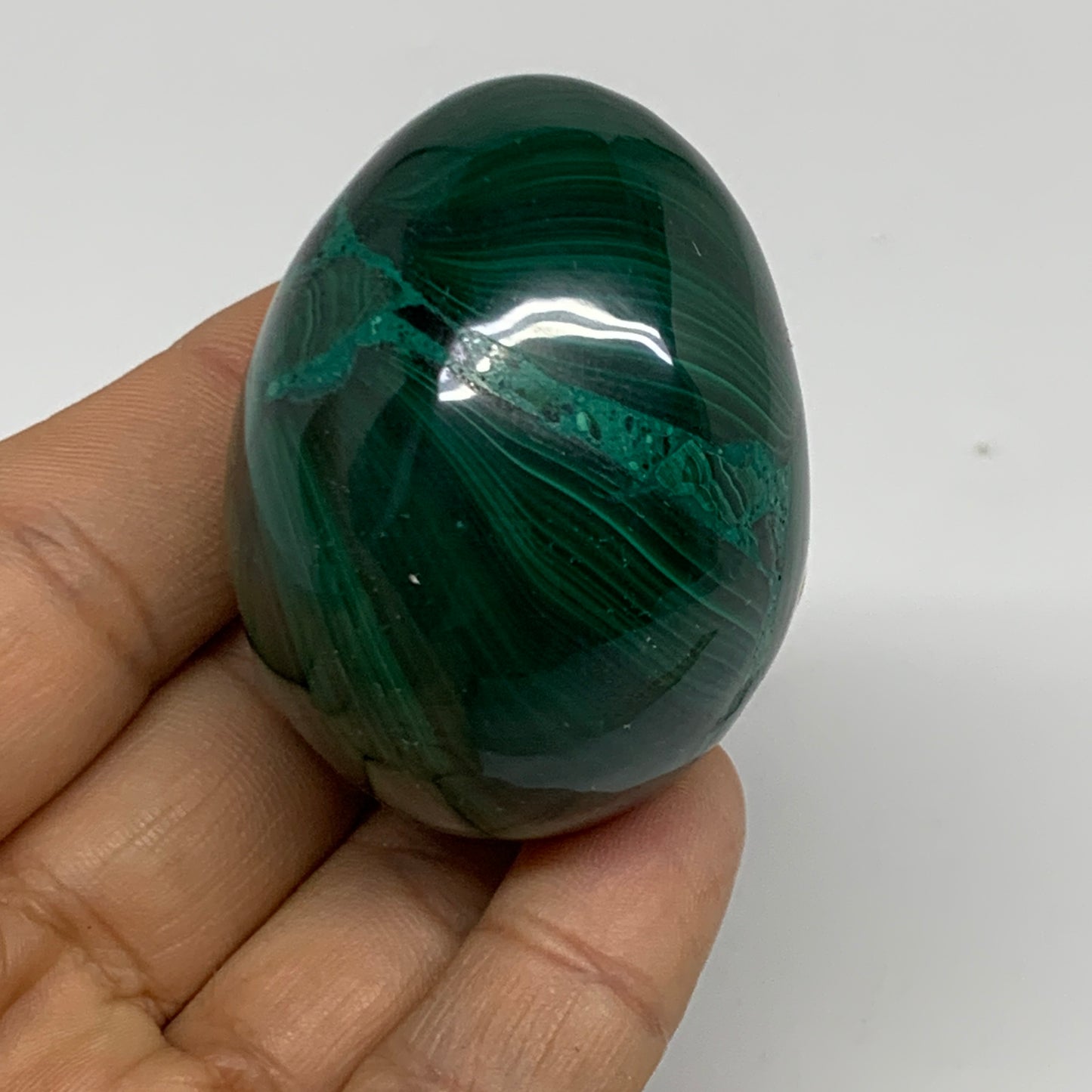 142.3g, 2"x1.5", Natural Solid Malachite Egg Polished Gemstone @Congo, B32775