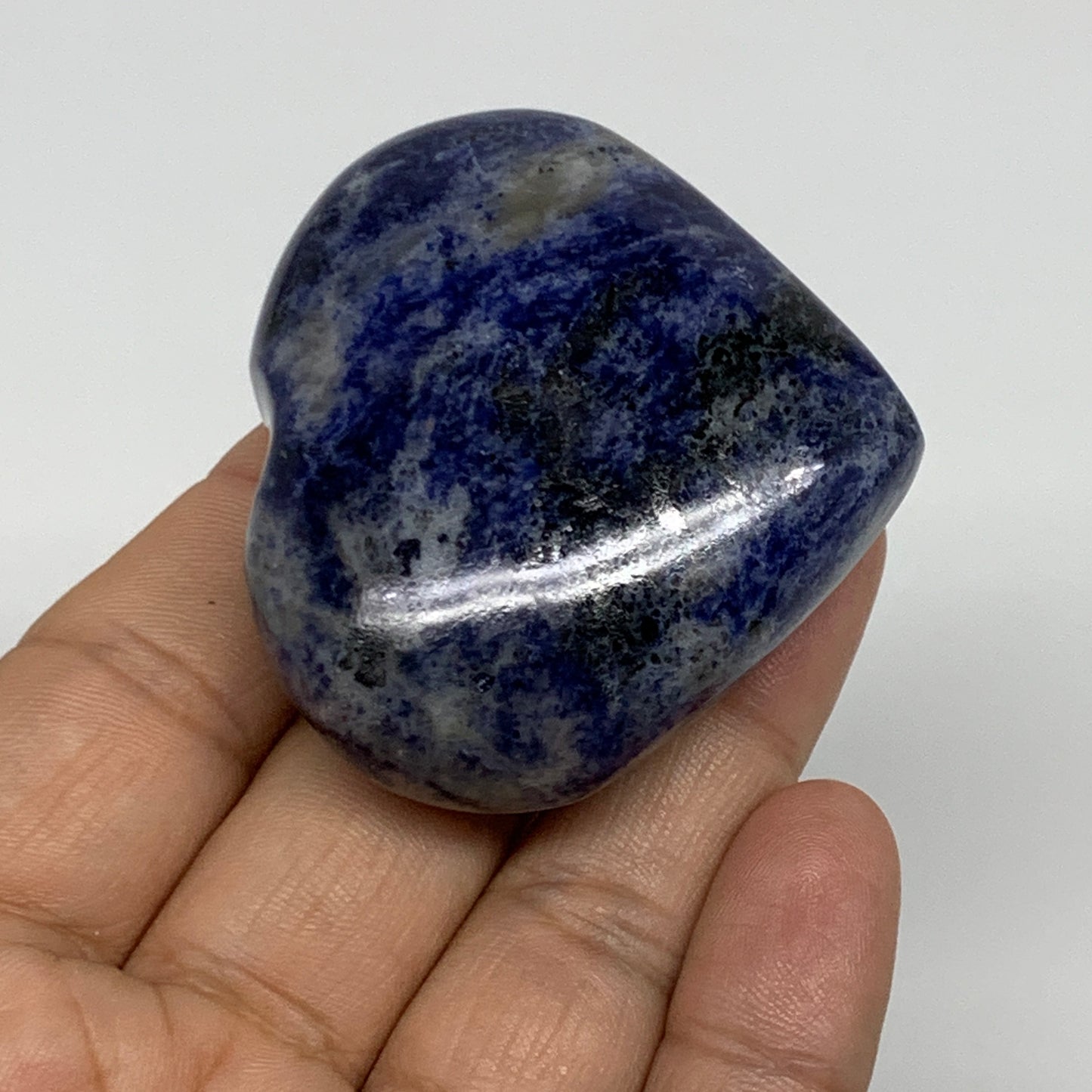 77.1g, 1.9"x2.1"x0.9", Natural Sodalite Heart Polished Gemstone, B34864