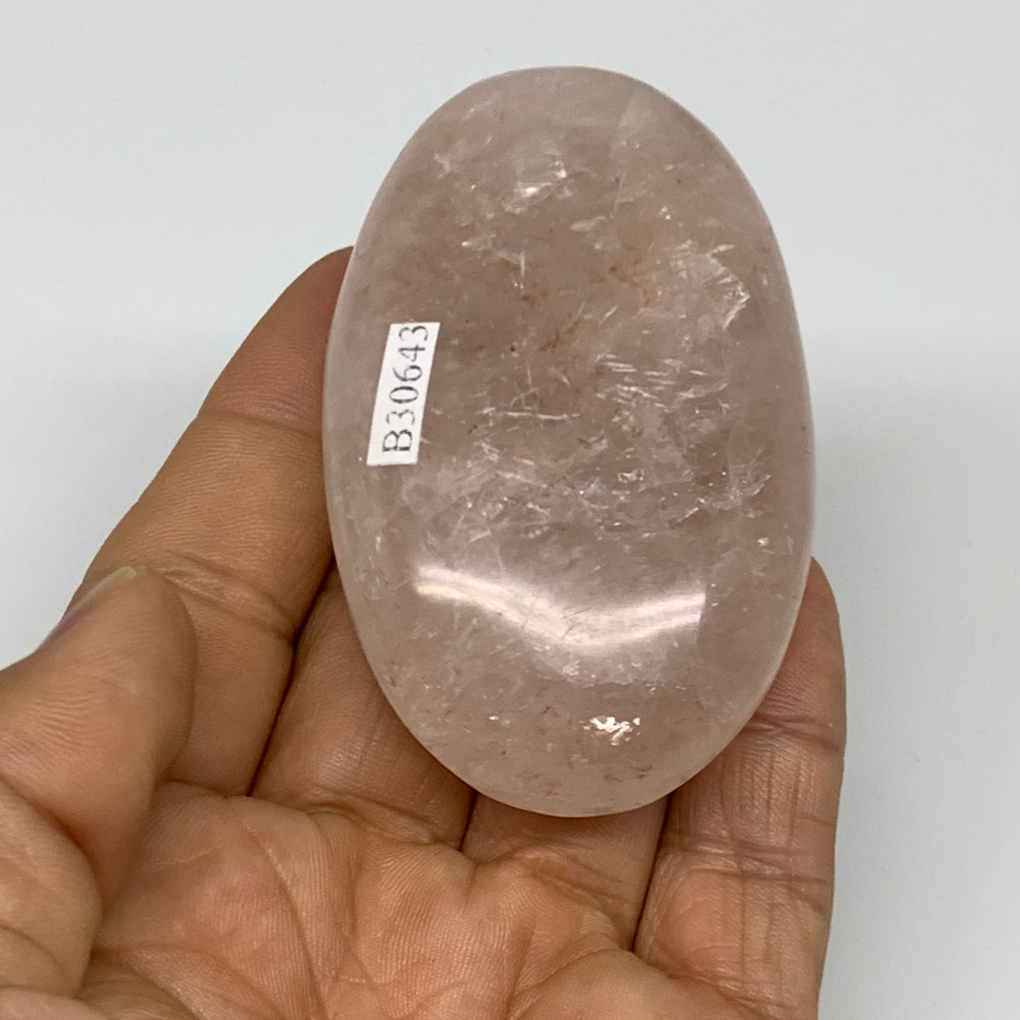 101.5g,2.8"x1.7"x0.9", Red Hematoid Fire Quartz Palm-Stone Crystal Polished, B30