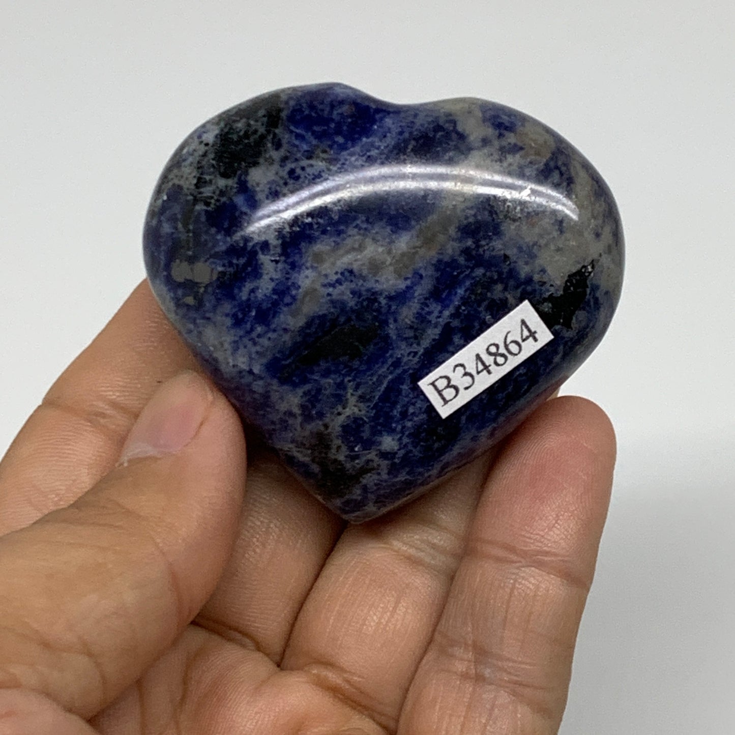 77.1g, 1.9"x2.1"x0.9", Natural Sodalite Heart Polished Gemstone, B34864