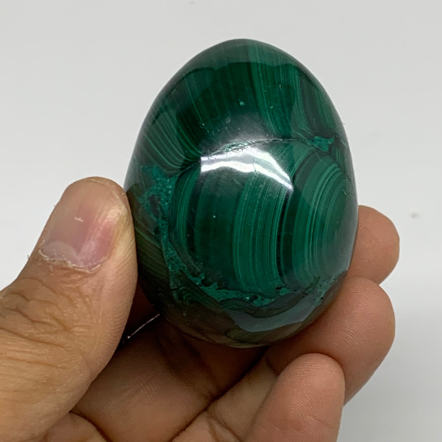 142.3g, 2"x1.5", Natural Solid Malachite Egg Polished Gemstone @Congo, B32775