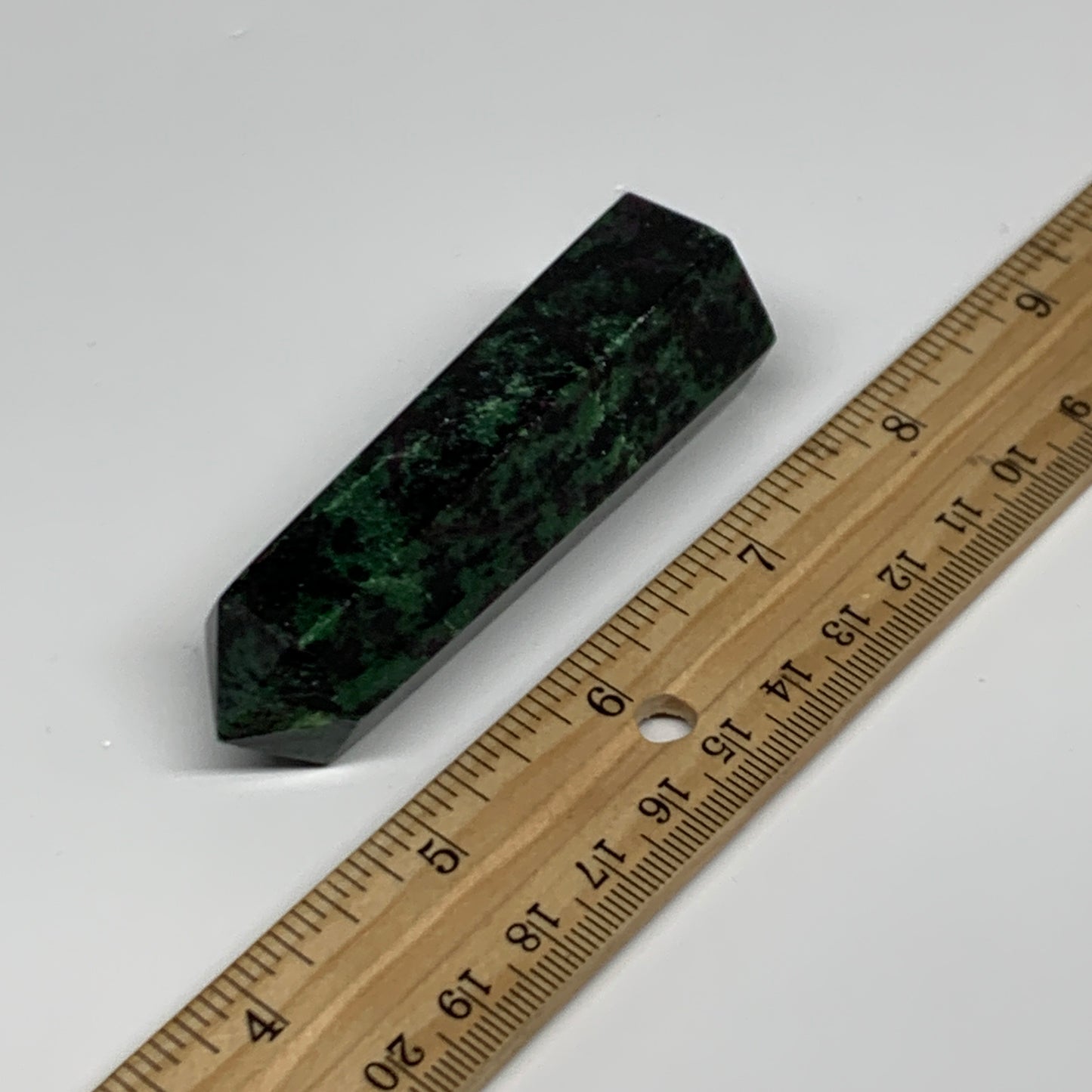 90.2g, 3.1"x0.9", Natural Ruby Zoisite Tower Point Obelisk @India, B31472