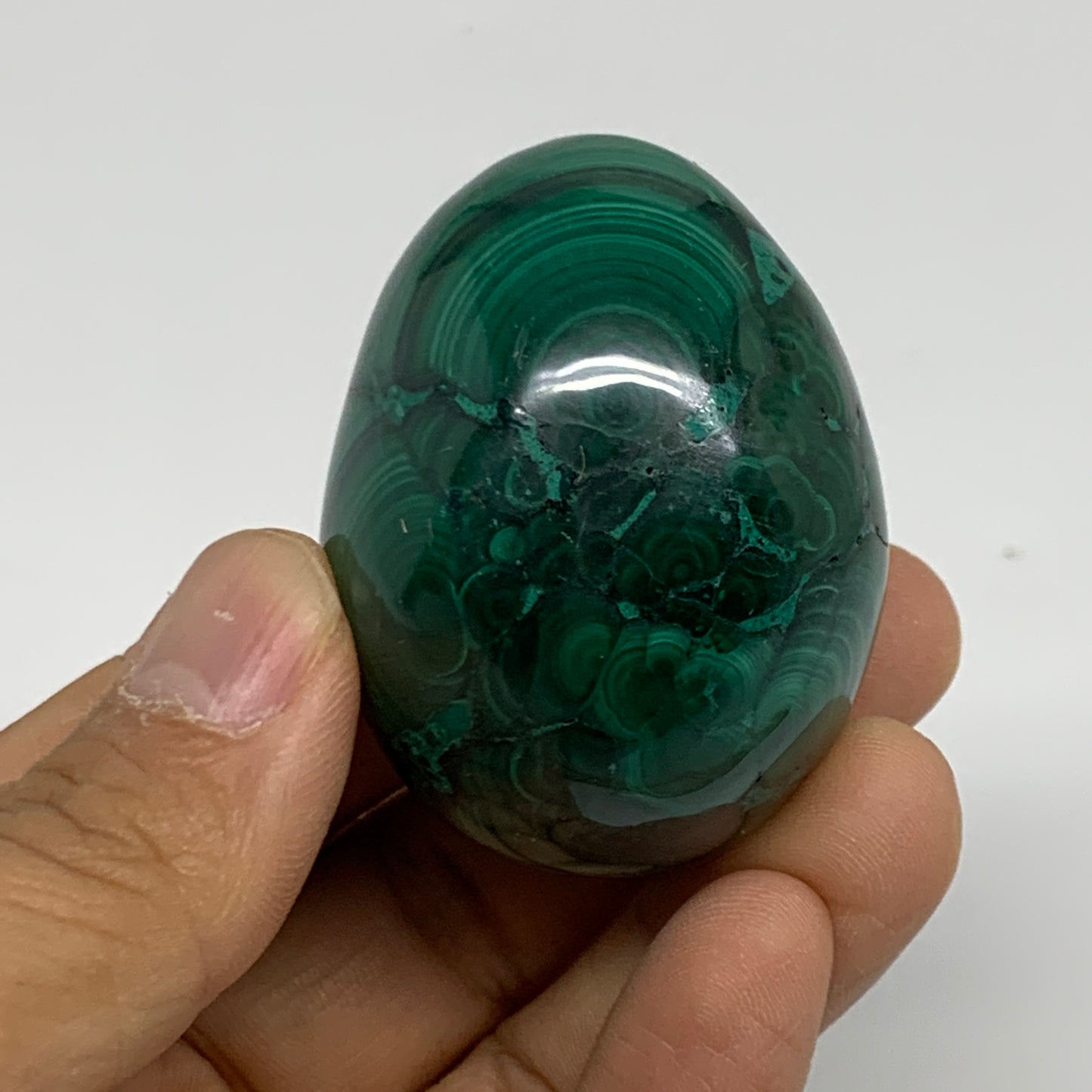 142.3g, 2"x1.5", Natural Solid Malachite Egg Polished Gemstone @Congo, B32775