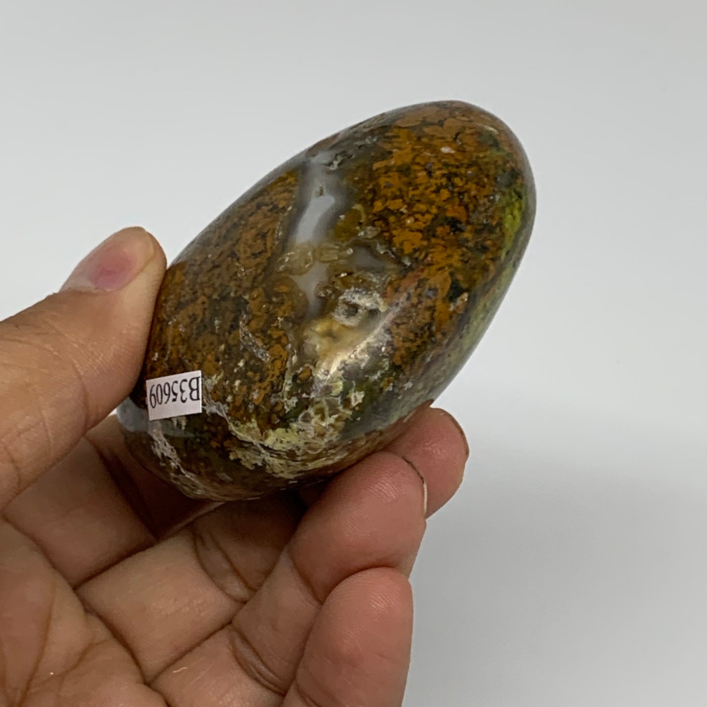 163.3g, 2.3"x2.7"x1.4", Green Opal Heart Polished Gemstone Crystal, B35609