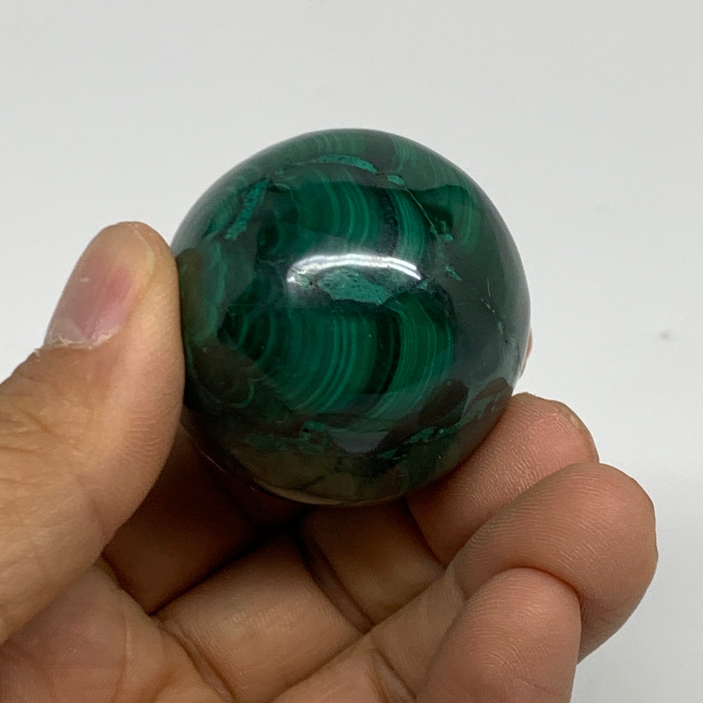142.3g, 2"x1.5", Natural Solid Malachite Egg Polished Gemstone @Congo, B32775