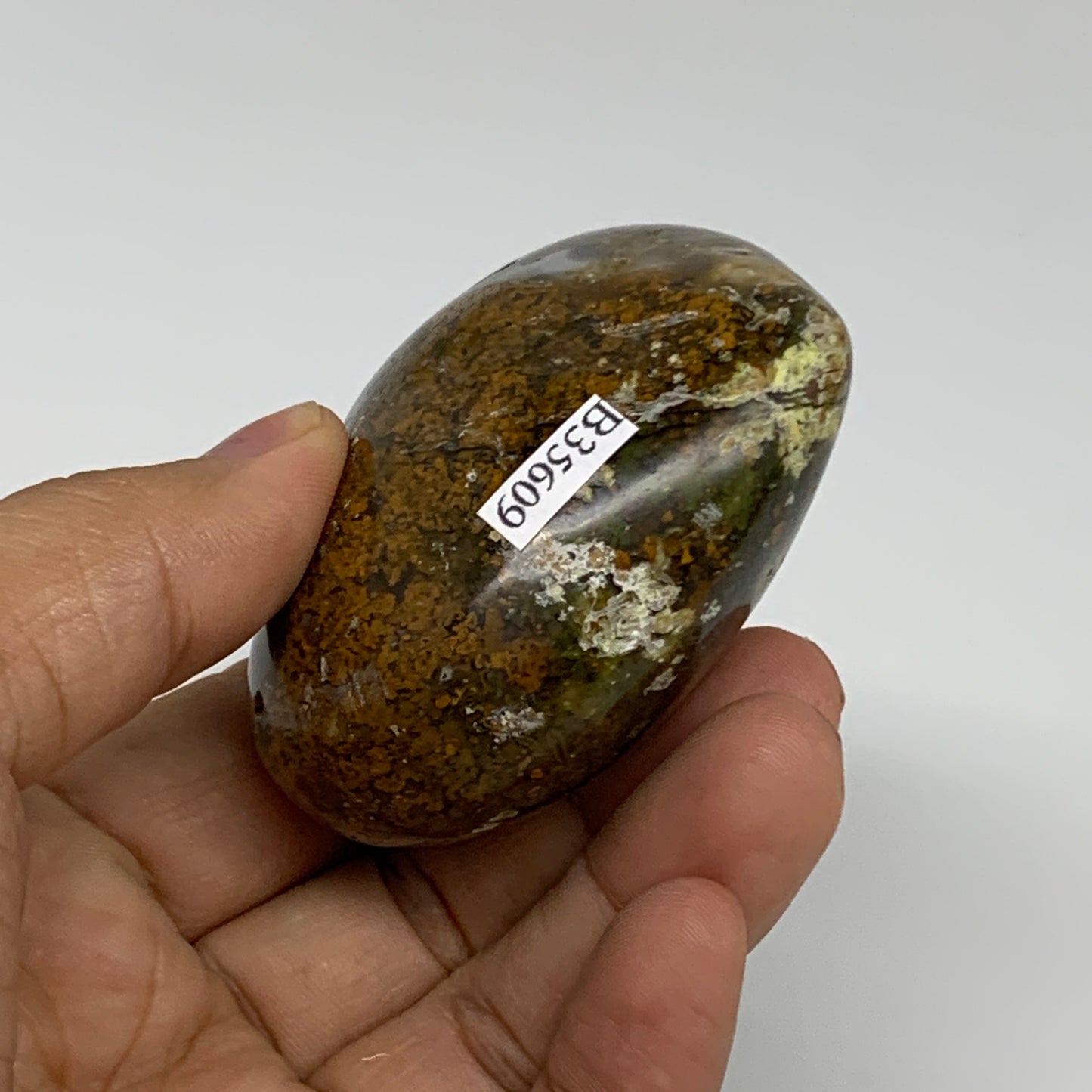 163.3g, 2.3"x2.7"x1.4", Green Opal Heart Polished Gemstone Crystal, B35609