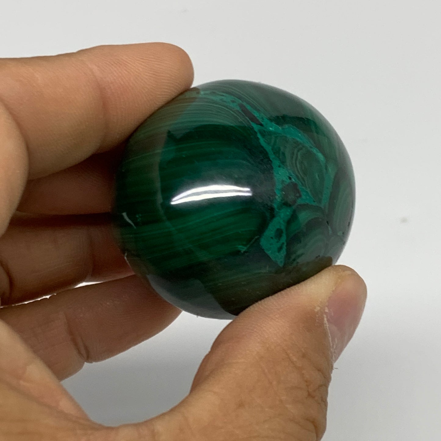 142.3g, 2"x1.5", Natural Solid Malachite Egg Polished Gemstone @Congo, B32775
