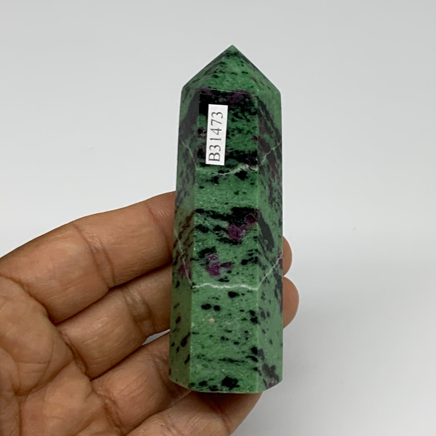 124.5g, 3.3"x1", Natural Ruby Zoisite Tower Point Obelisk @India, B31473