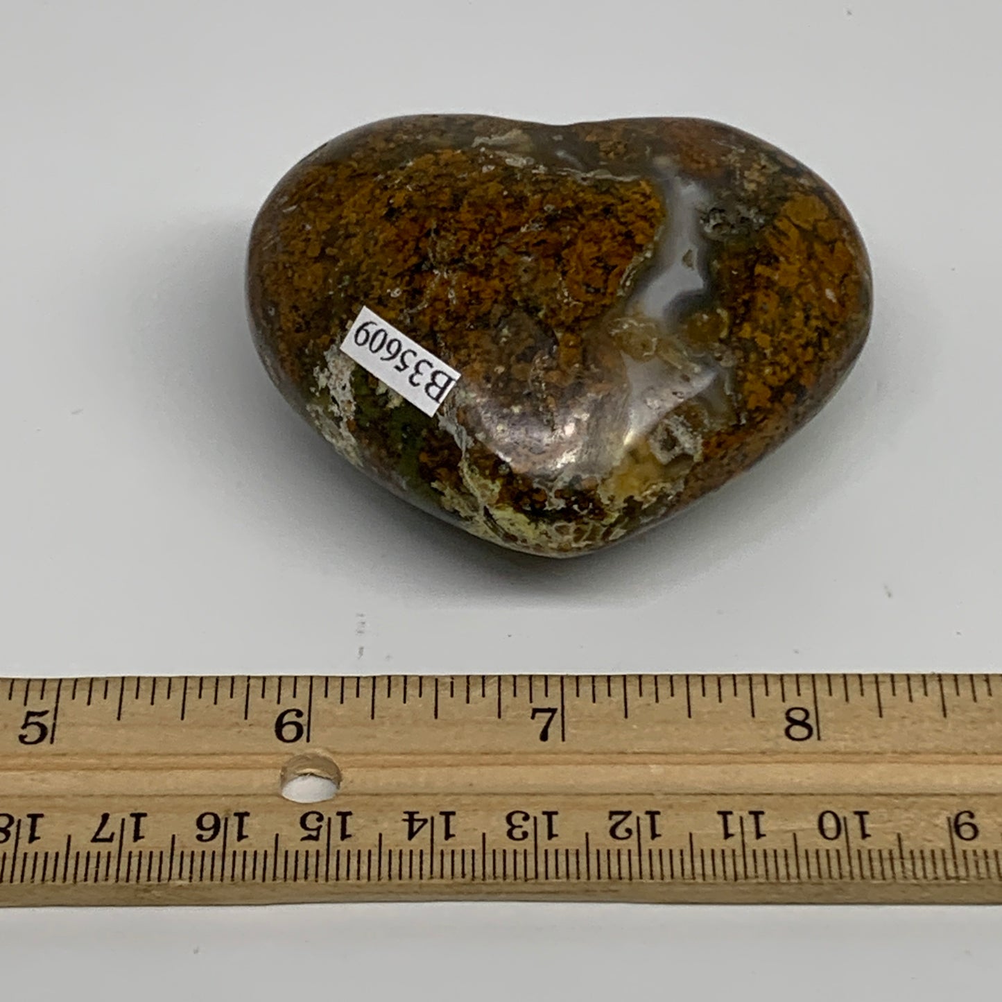 163.3g, 2.3"x2.7"x1.4", Green Opal Heart Polished Gemstone Crystal, B35609