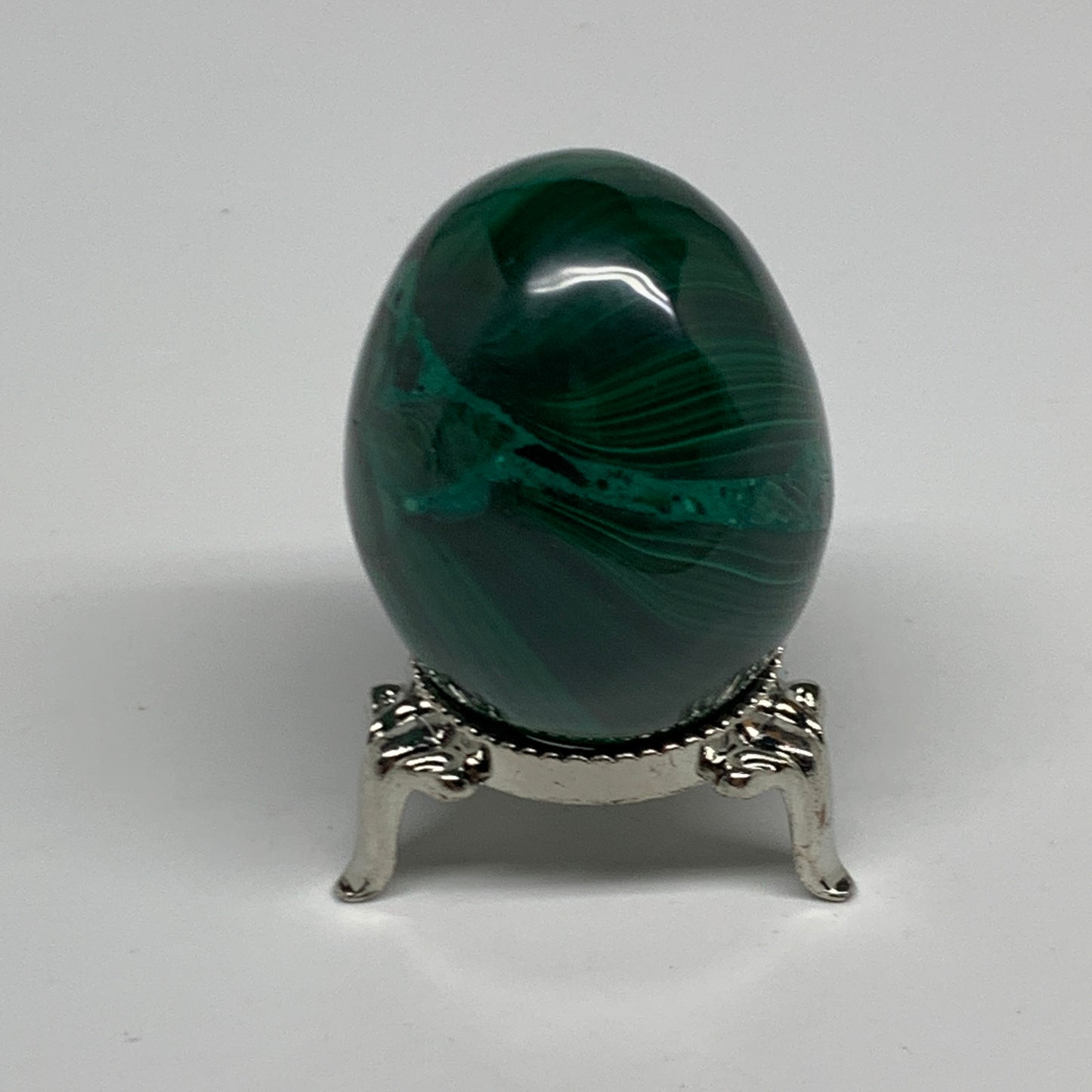 142.3g, 2"x1.5", Natural Solid Malachite Egg Polished Gemstone @Congo, B32775