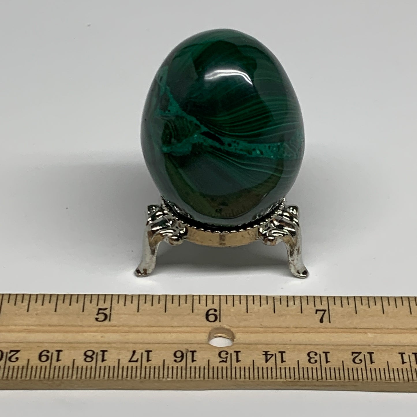 142.3g, 2"x1.5", Natural Solid Malachite Egg Polished Gemstone @Congo, B32775