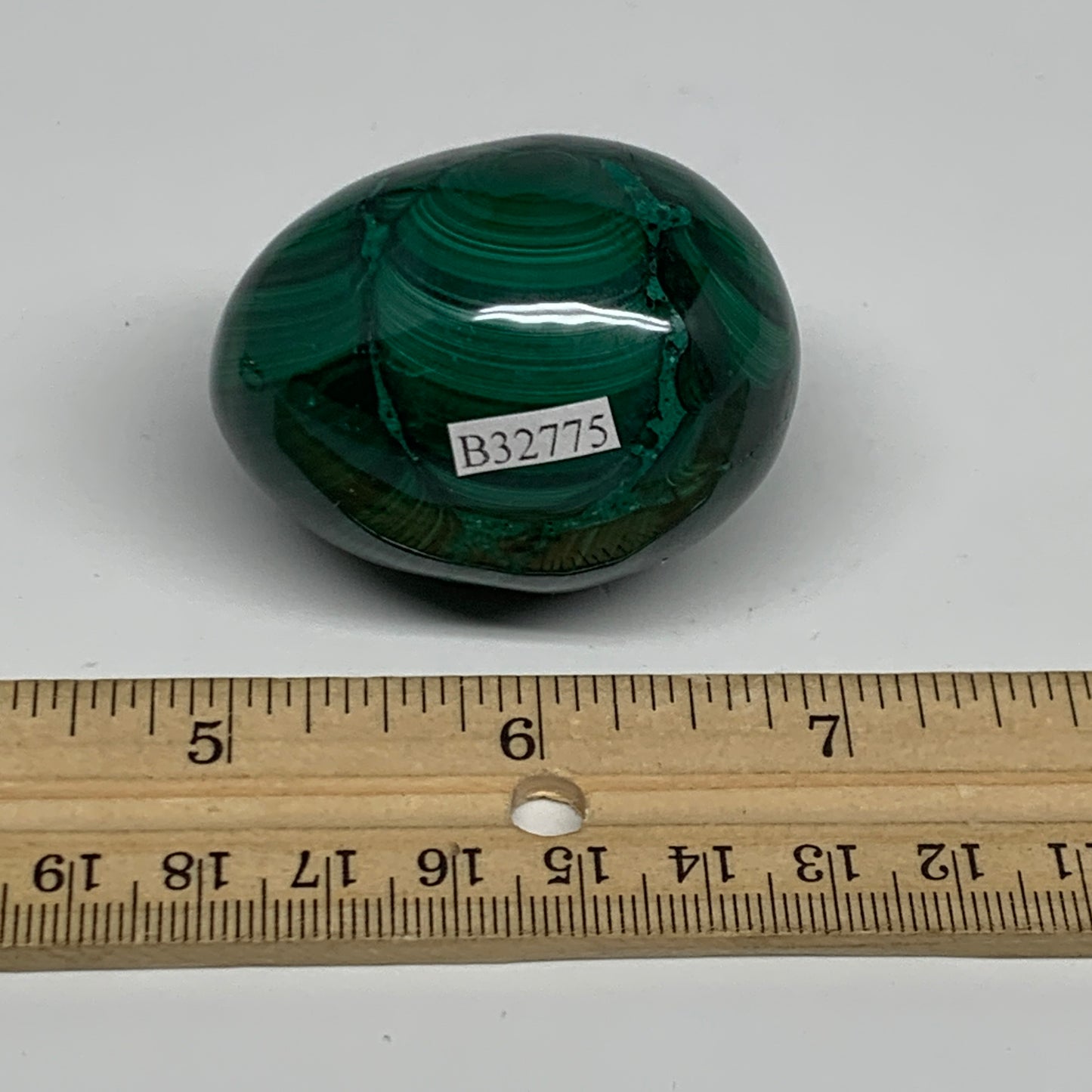 142.3g, 2"x1.5", Natural Solid Malachite Egg Polished Gemstone @Congo, B32775