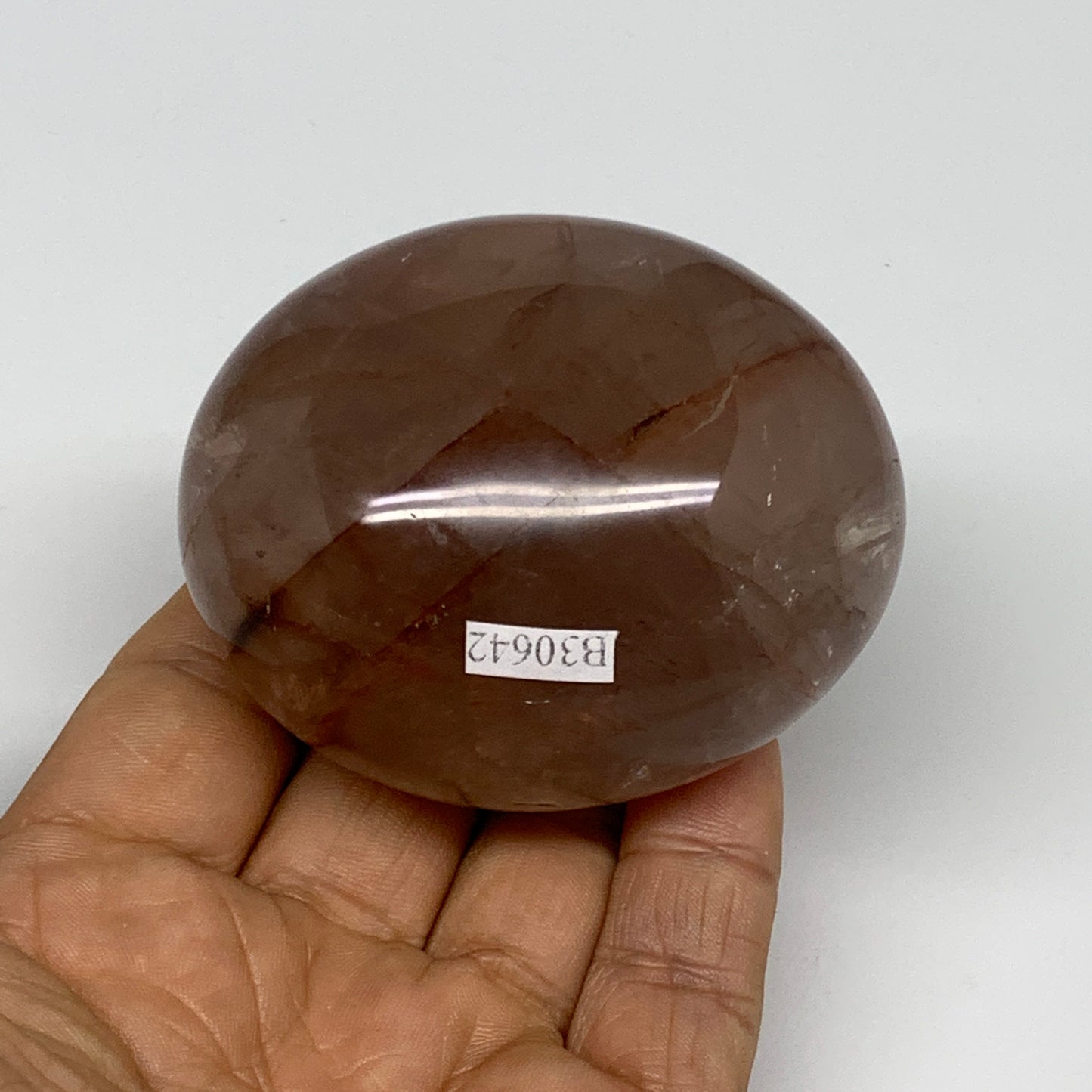 228.3g,2.6"x2.2"x1.7", Red Hematoid Fire Quartz Palm-Stone Crystal Polished, B30