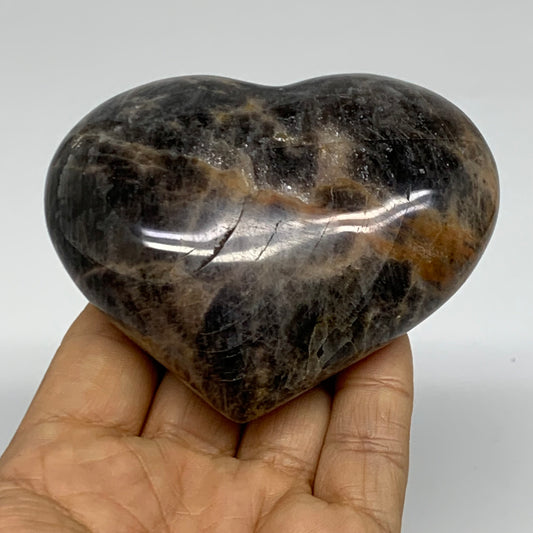 0.59 lbs, 2.8"x3.4"x1.4", Black Moonstone Heart Polished Crystal Decor, B37914