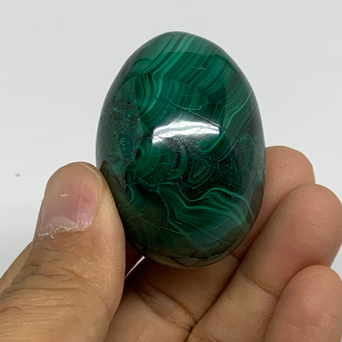 104.5g, 1.8"x1.4", Natural Solid Malachite Egg Polished Gemstone @Congo, B32776