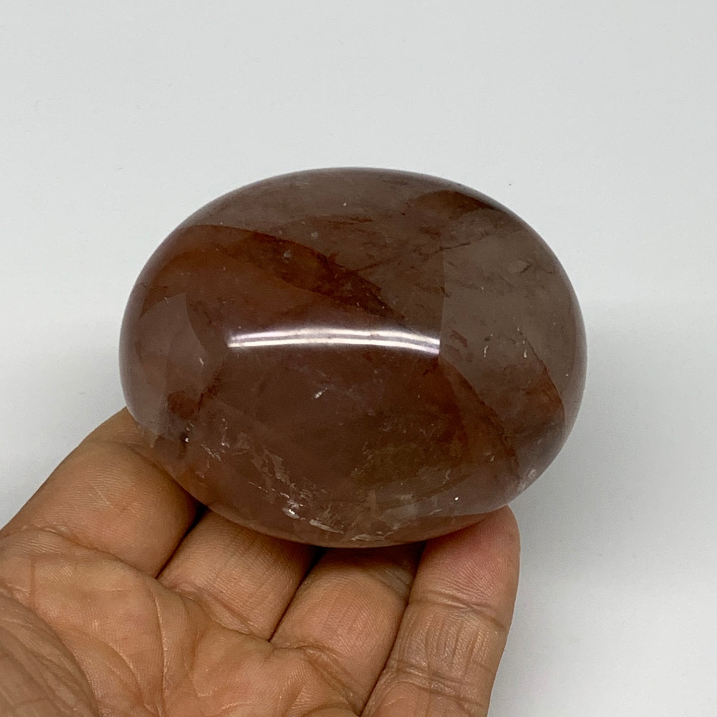 228.3g,2.6"x2.2"x1.7", Red Hematoid Fire Quartz Palm-Stone Crystal Polished, B30