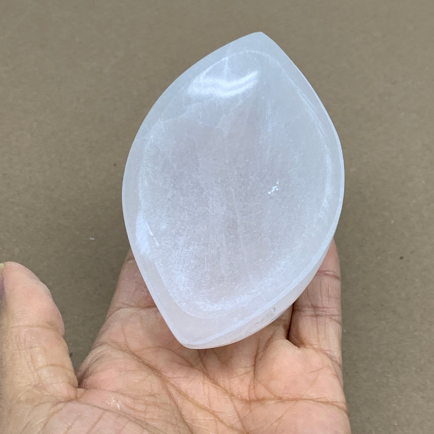 225g, 4.6"x2.7"x1.1", Natural Eye Shape Selenite Bowl Crystals, B36169