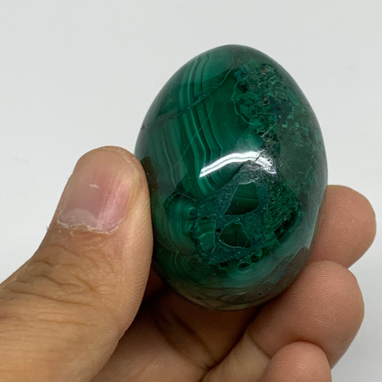 104.5g, 1.8"x1.4", Natural Solid Malachite Egg Polished Gemstone @Congo, B32776