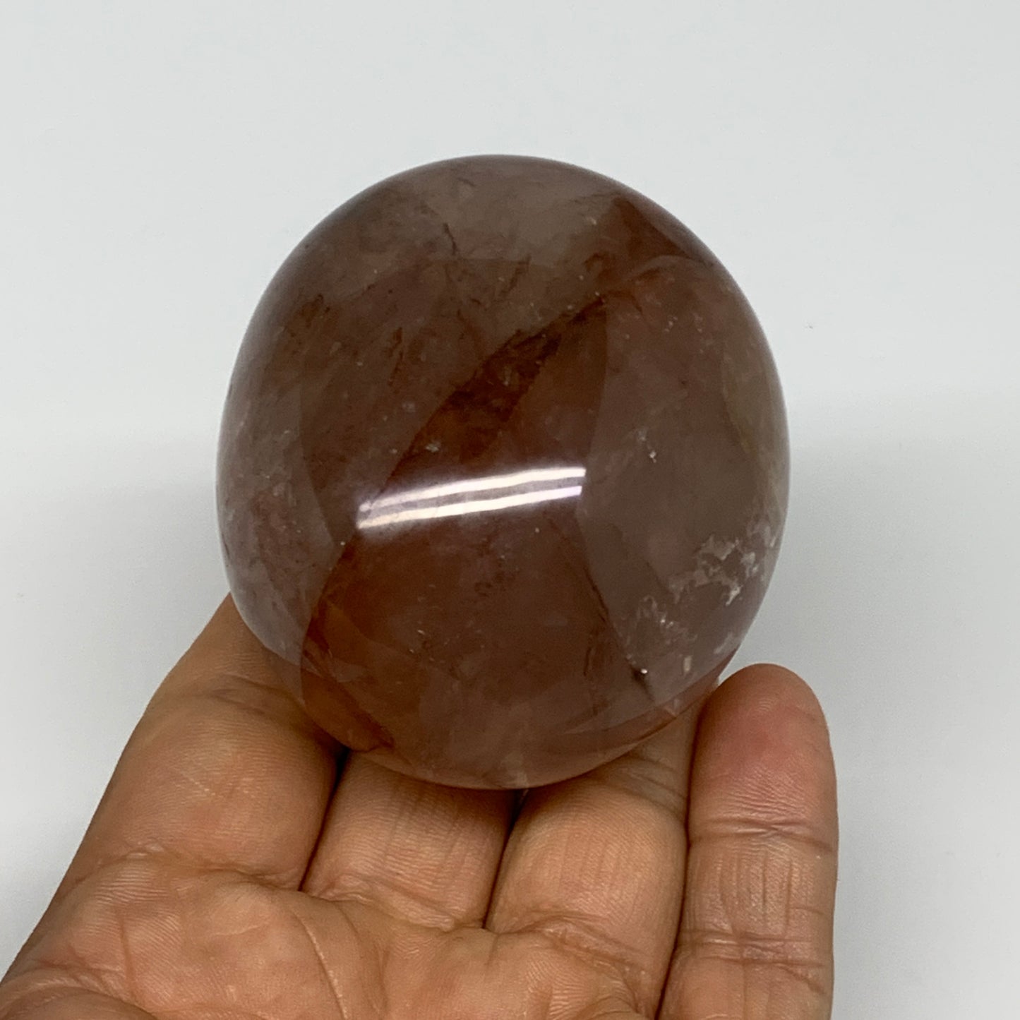 228.3g,2.6"x2.2"x1.7", Red Hematoid Fire Quartz Palm-Stone Crystal Polished, B30