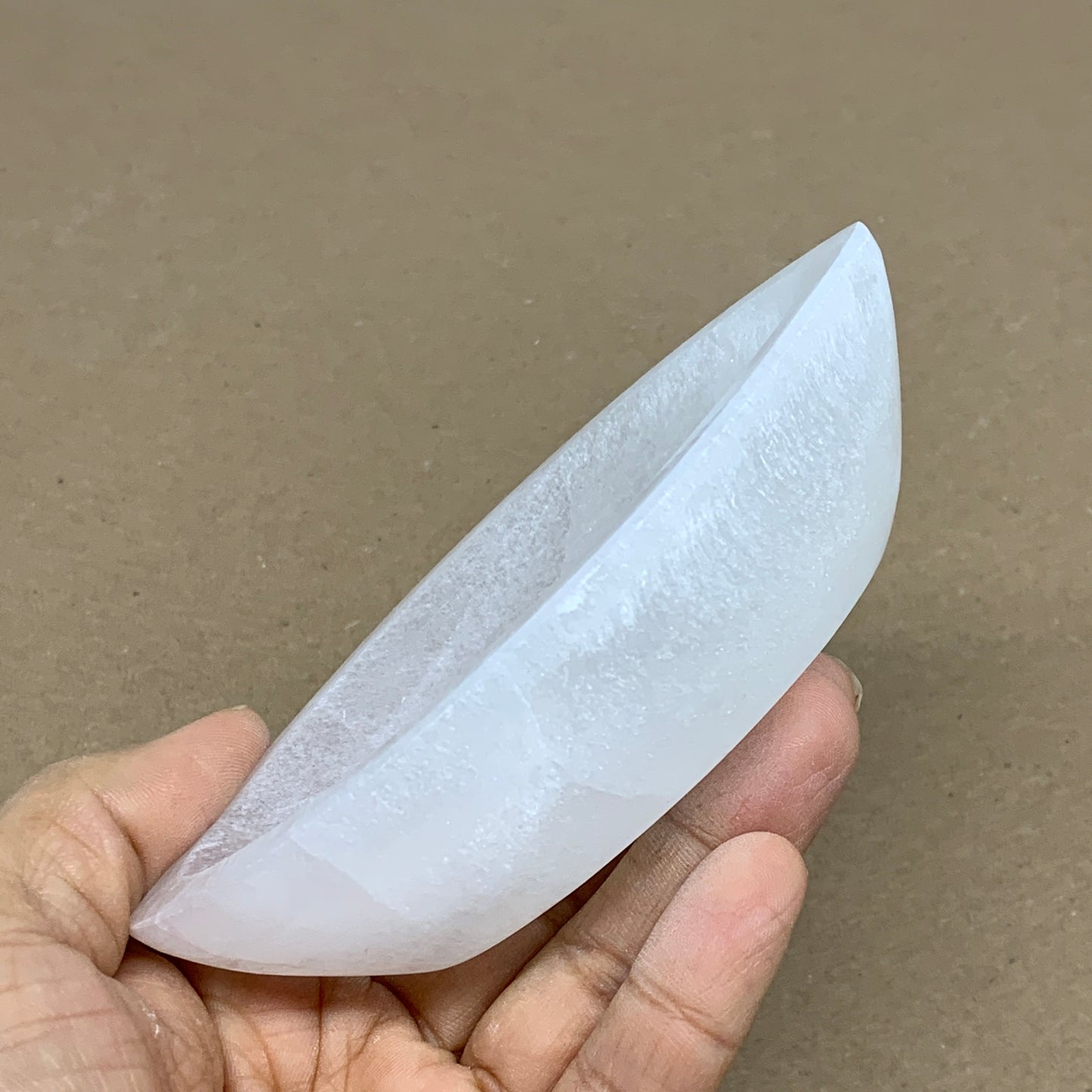 225g, 4.6"x2.7"x1.1", Natural Eye Shape Selenite Bowl Crystals, B36169
