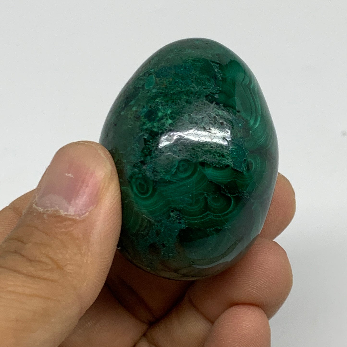 104.5g, 1.8"x1.4", Natural Solid Malachite Egg Polished Gemstone @Congo, B32776