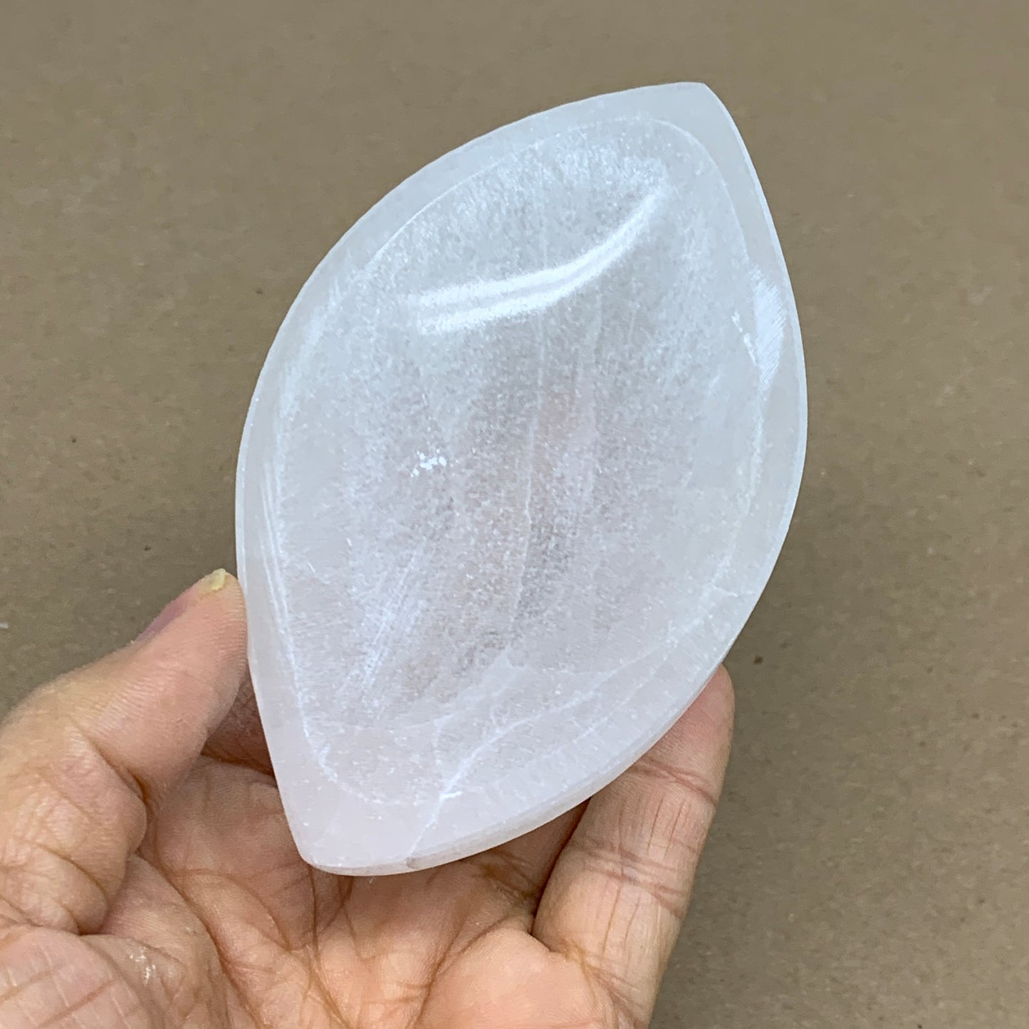 225g, 4.6"x2.7"x1.1", Natural Eye Shape Selenite Bowl Crystals, B36169