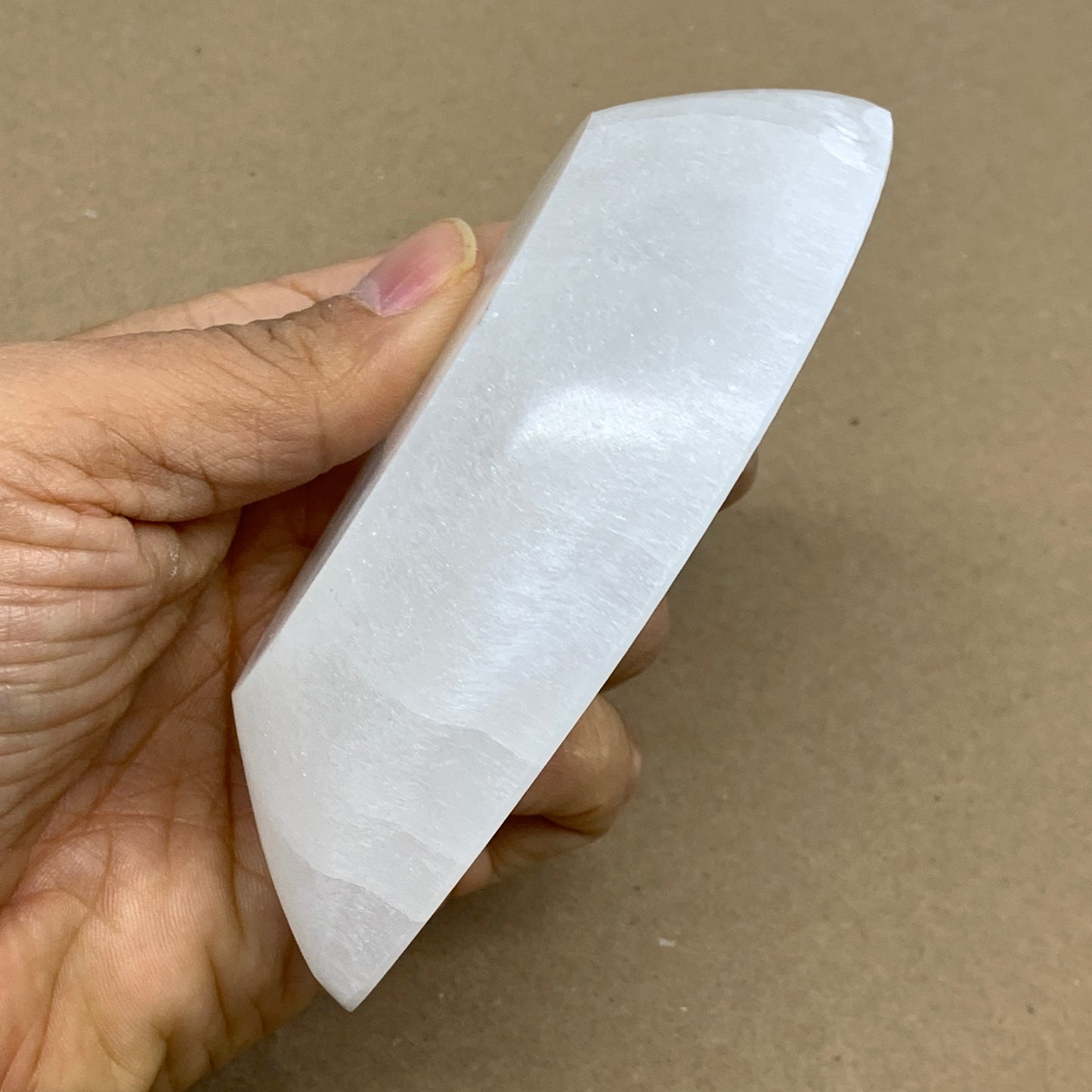 225g, 4.6"x2.7"x1.1", Natural Eye Shape Selenite Bowl Crystals, B36169