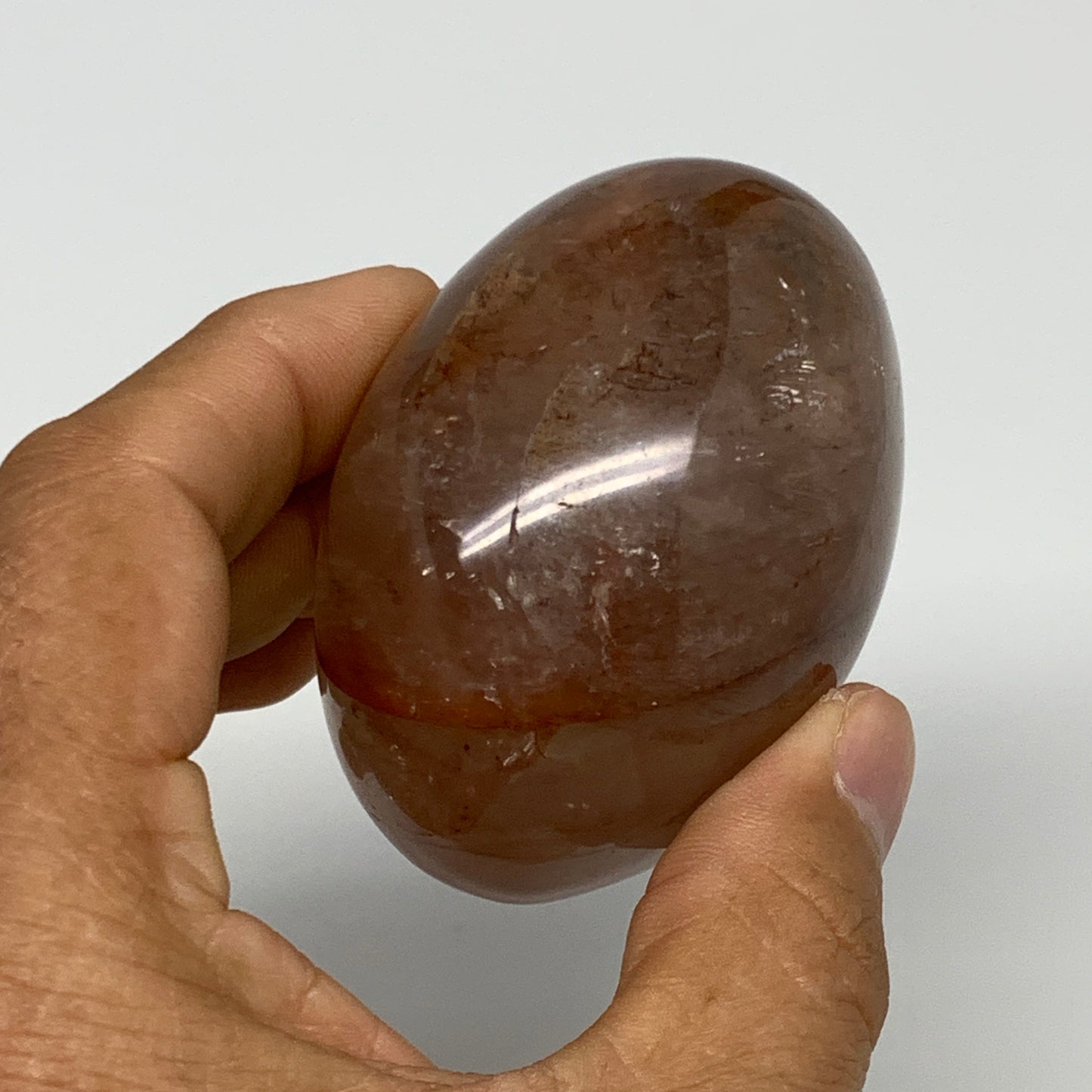 228.3g,2.6"x2.2"x1.7", Red Hematoid Fire Quartz Palm-Stone Crystal Polished, B30