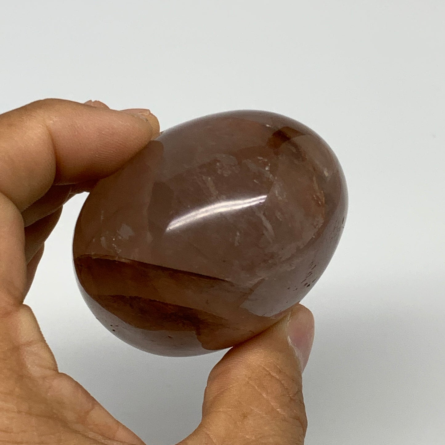 228.3g,2.6"x2.2"x1.7", Red Hematoid Fire Quartz Palm-Stone Crystal Polished, B30