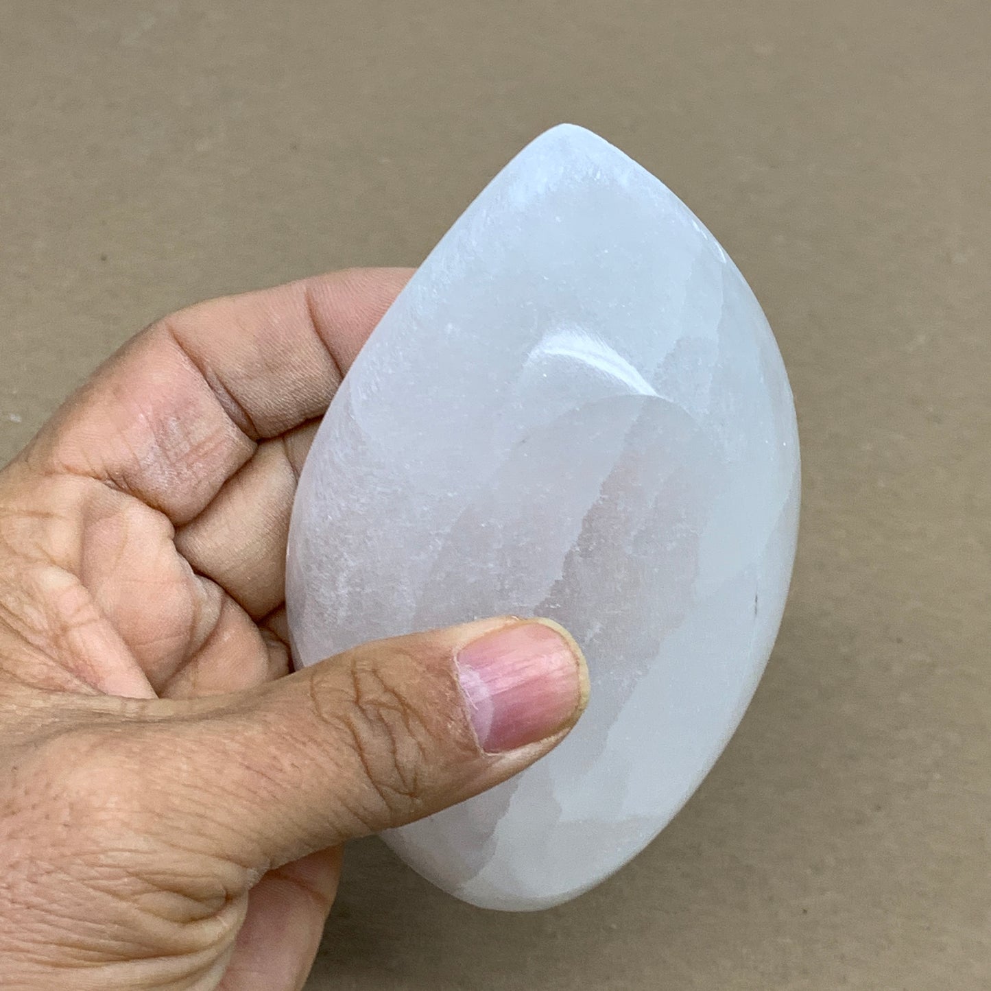 225g, 4.6"x2.7"x1.1", Natural Eye Shape Selenite Bowl Crystals, B36169