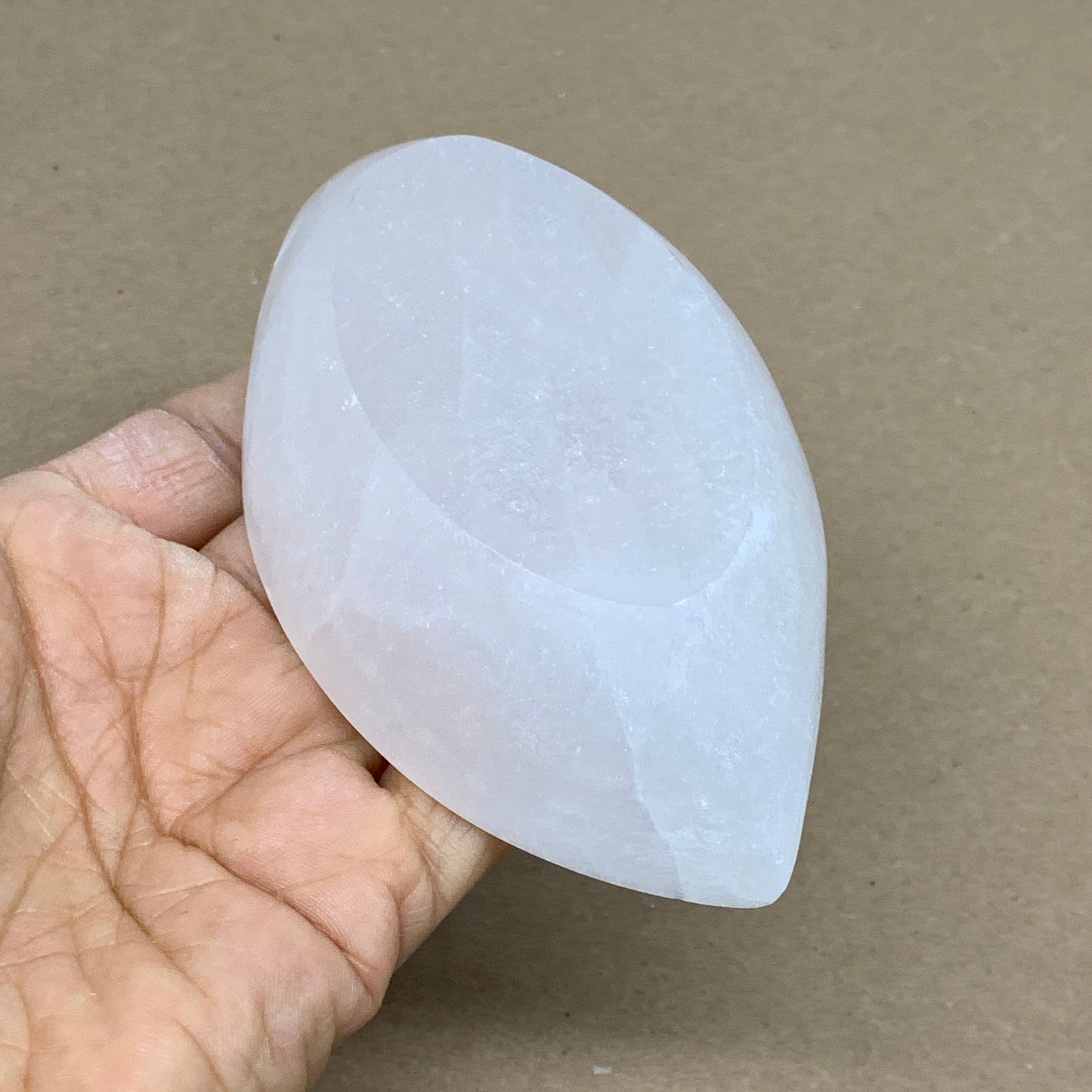 225g, 4.6"x2.7"x1.1", Natural Eye Shape Selenite Bowl Crystals, B36169
