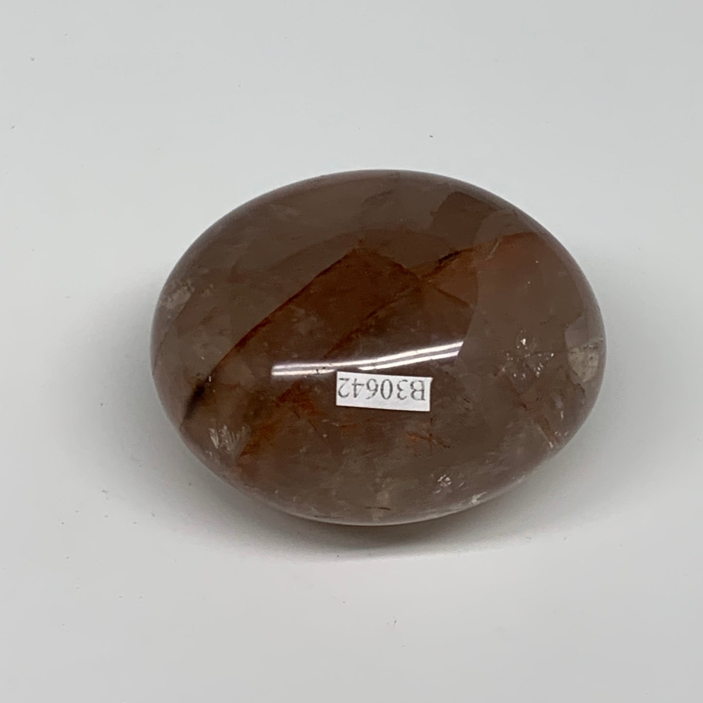 228.3g,2.6"x2.2"x1.7", Red Hematoid Fire Quartz Palm-Stone Crystal Polished, B30