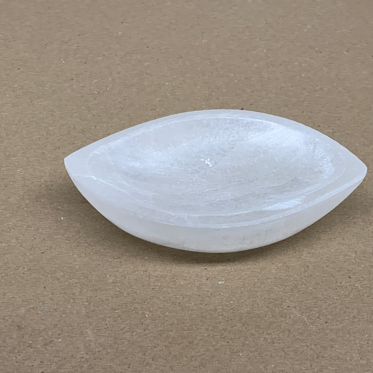 225g, 4.6"x2.7"x1.1", Natural Eye Shape Selenite Bowl Crystals, B36169