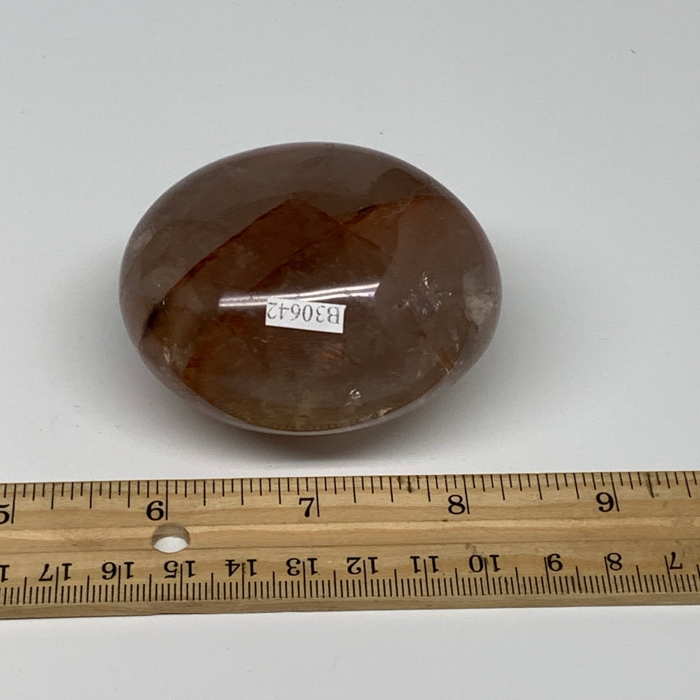 228.3g,2.6"x2.2"x1.7", Red Hematoid Fire Quartz Palm-Stone Crystal Polished, B30