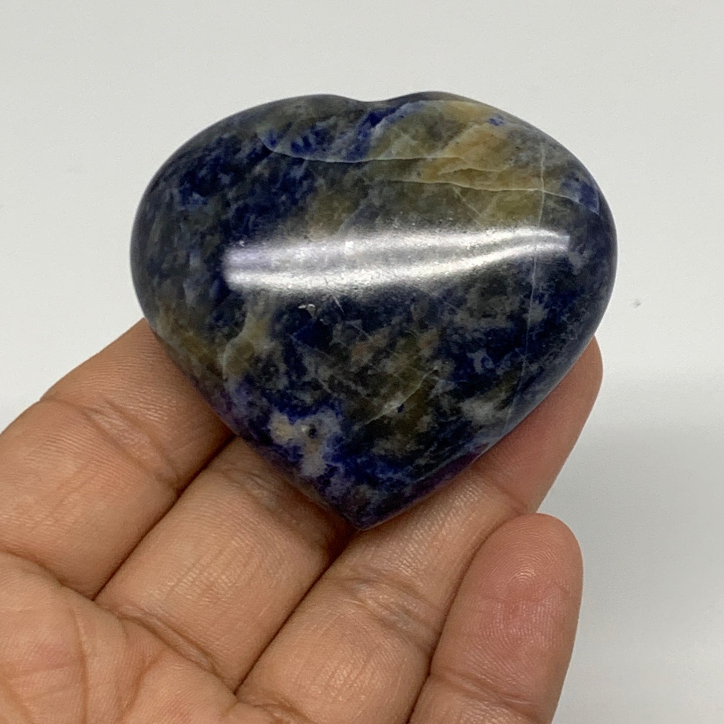 73.6g, 2"x2.2"x0.8", Natural Sodalite Heart Polished Gemstone, B34866