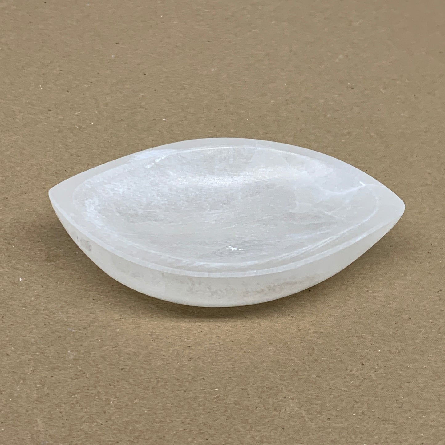 225g, 4.6"x2.7"x1.1", Natural Eye Shape Selenite Bowl Crystals, B36169