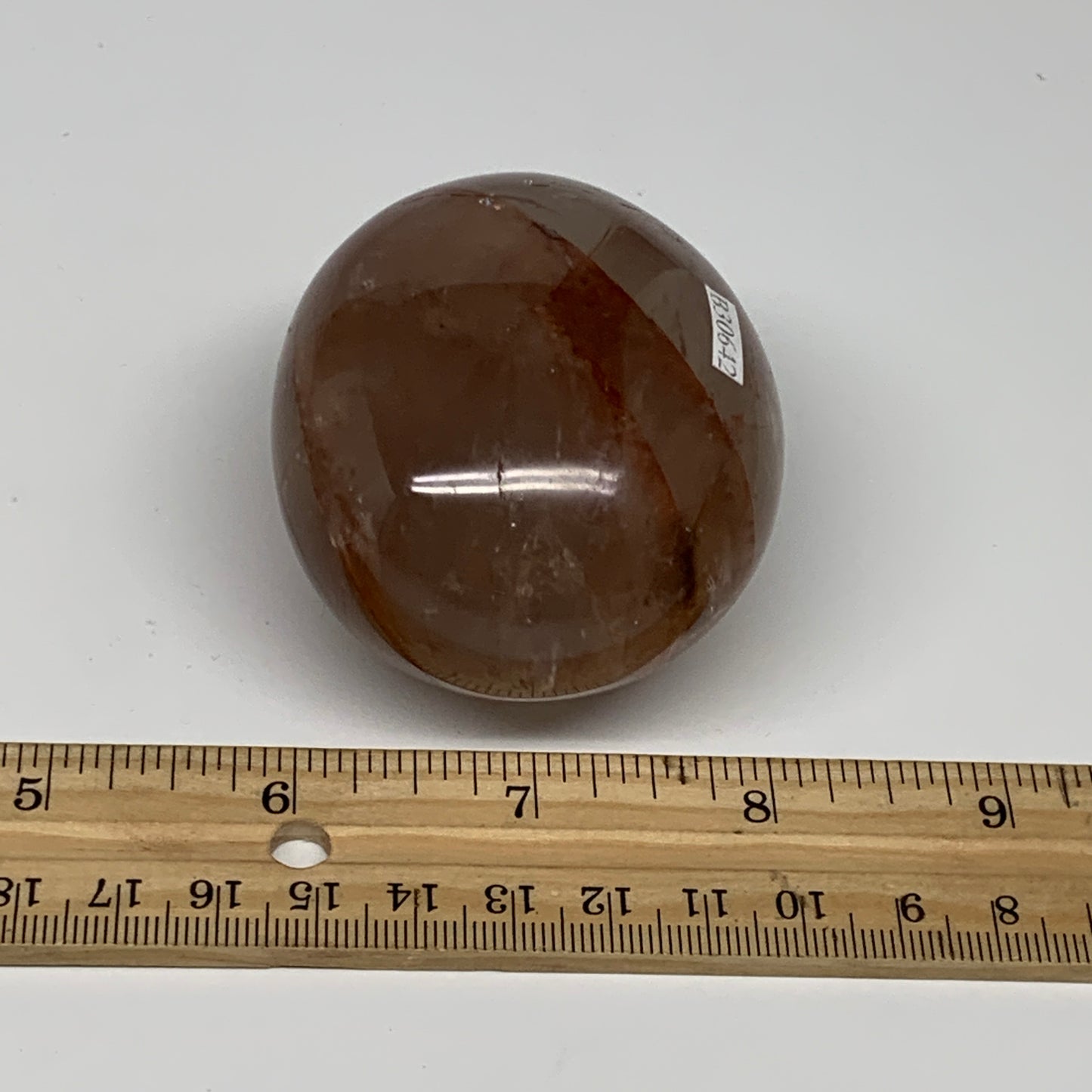 228.3g,2.6"x2.2"x1.7", Red Hematoid Fire Quartz Palm-Stone Crystal Polished, B30