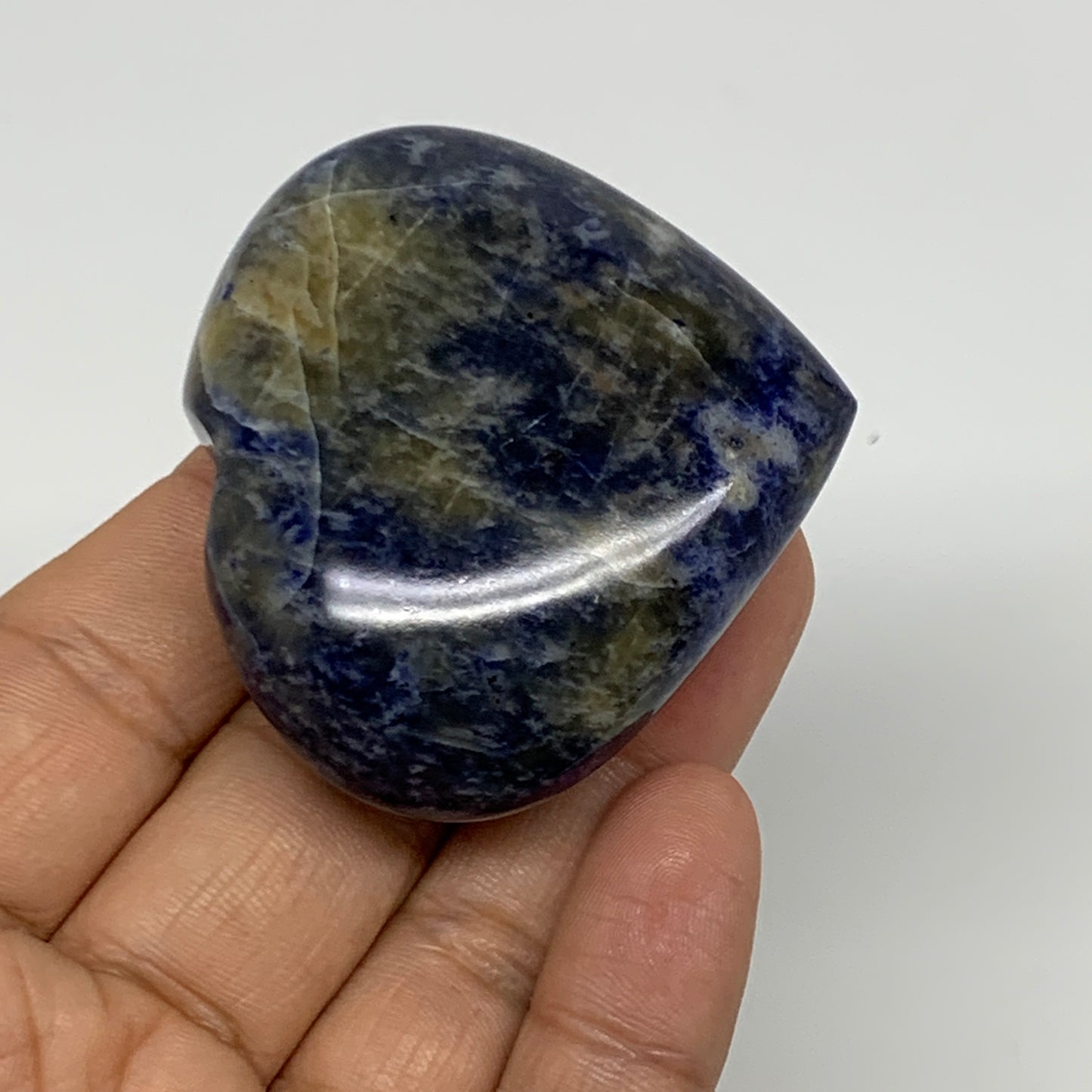 73.6g, 2"x2.2"x0.8", Natural Sodalite Heart Polished Gemstone, B34866