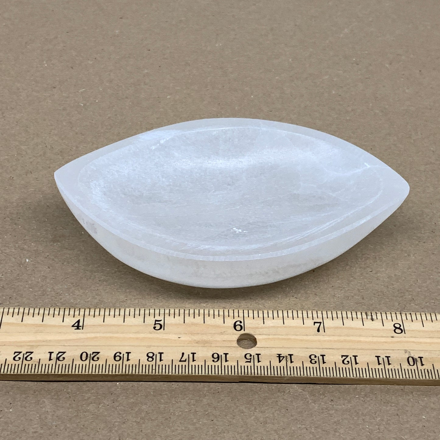 225g, 4.6"x2.7"x1.1", Natural Eye Shape Selenite Bowl Crystals, B36169