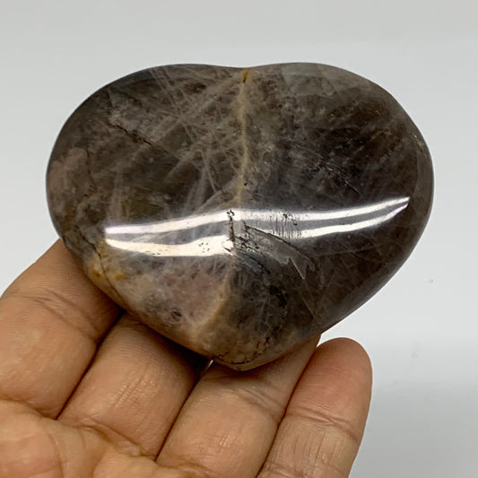 0.26 lbs, 2.3"x2.8"x0.8", Black Moonstone Heart Polished Crystal Decor, B37915